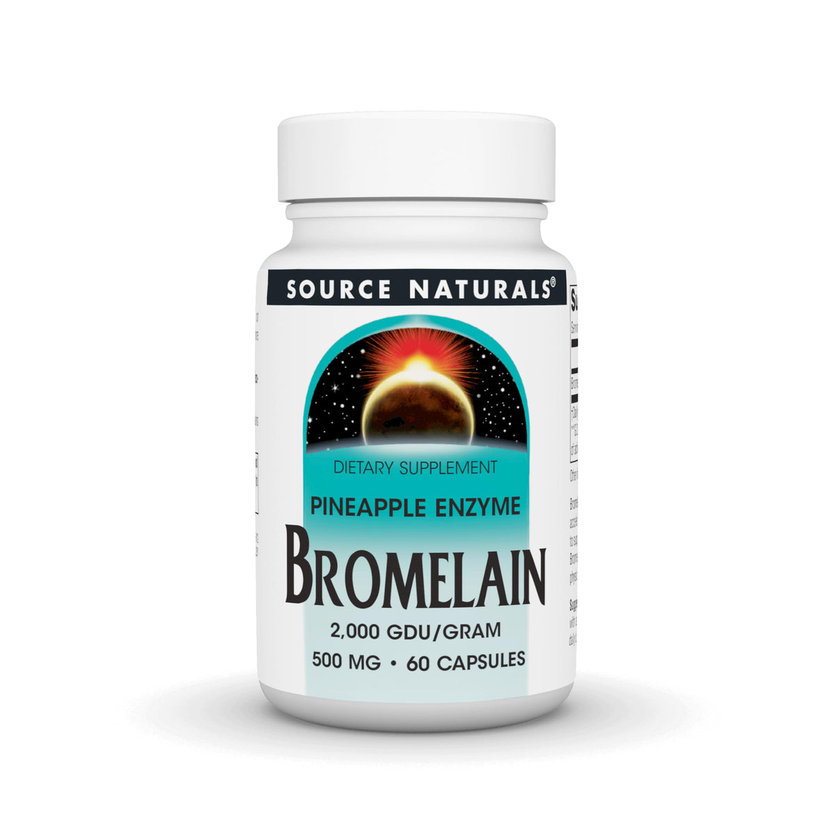 Source Naturals Bromelain Enzyme 2000 G.D.U. 45g capsule front view