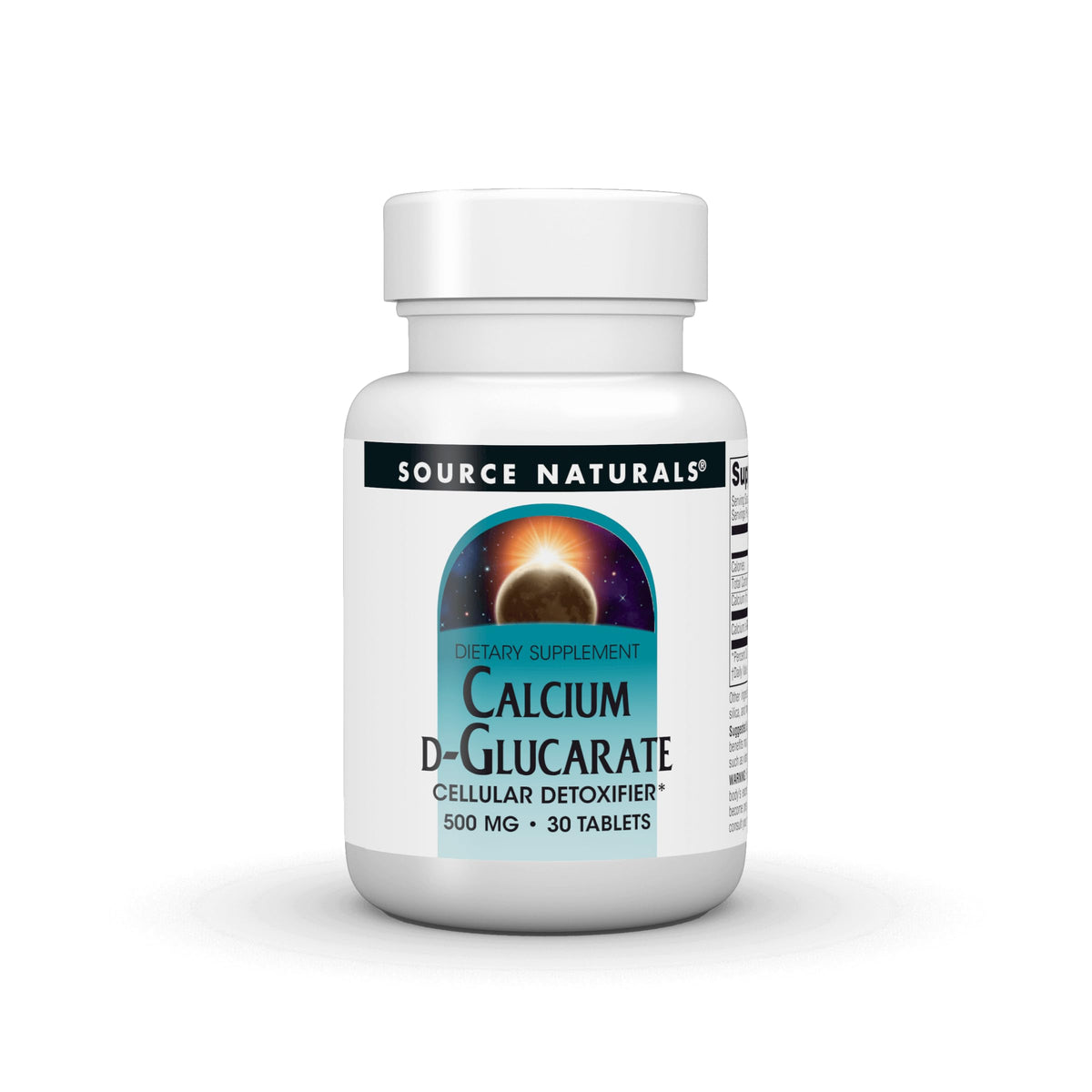 Source Naturals Calcium d-Glucarate 1000mg supplement tablets front view