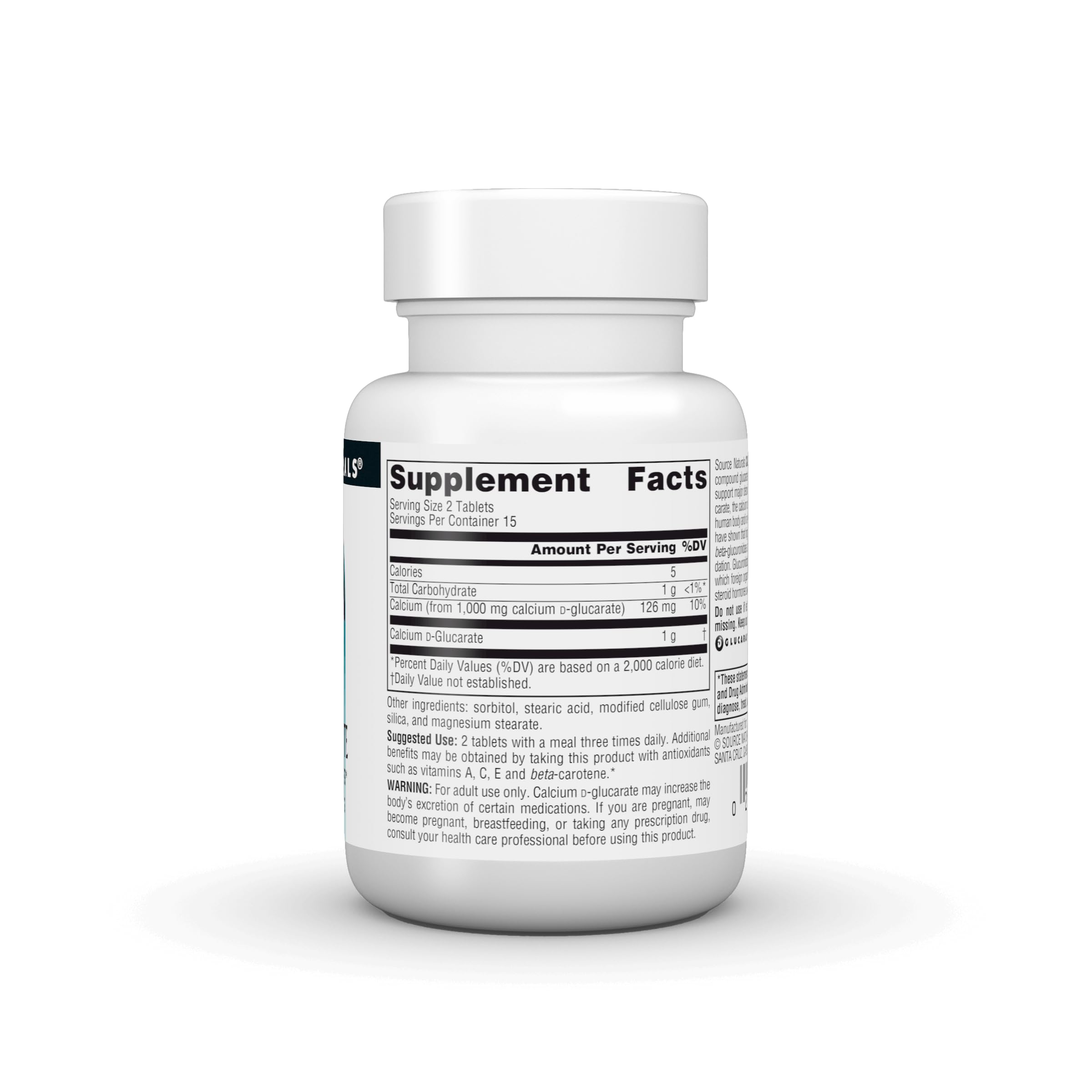 Source Naturals Calcium d-Glucarate 1000mg supplement tablets with packaging