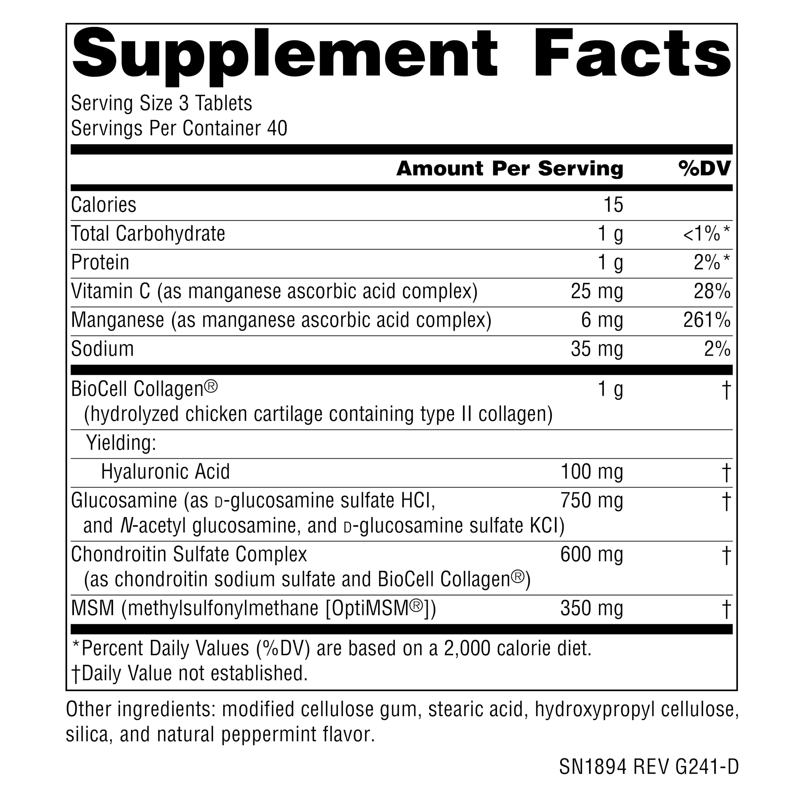 Source Naturals Chondroitin Supplement side view of bottle