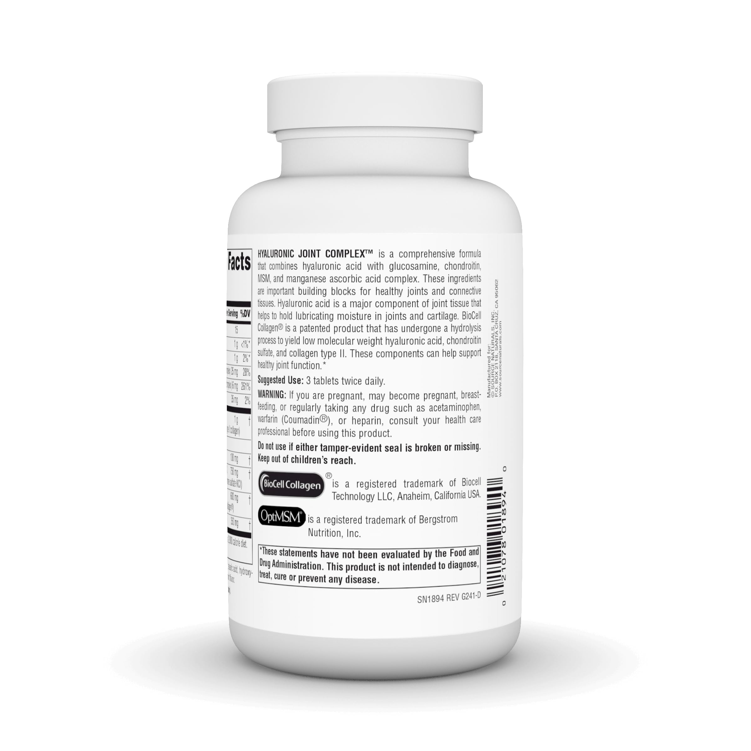 Source Naturals Chondroitin Supplement tablets on a wooden surface