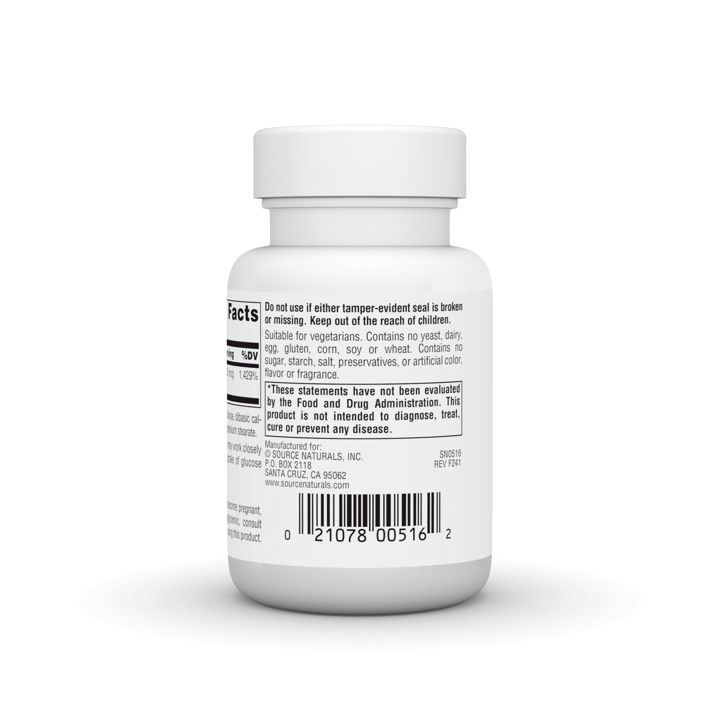 Source Naturals Chromium Supplement packaging side view