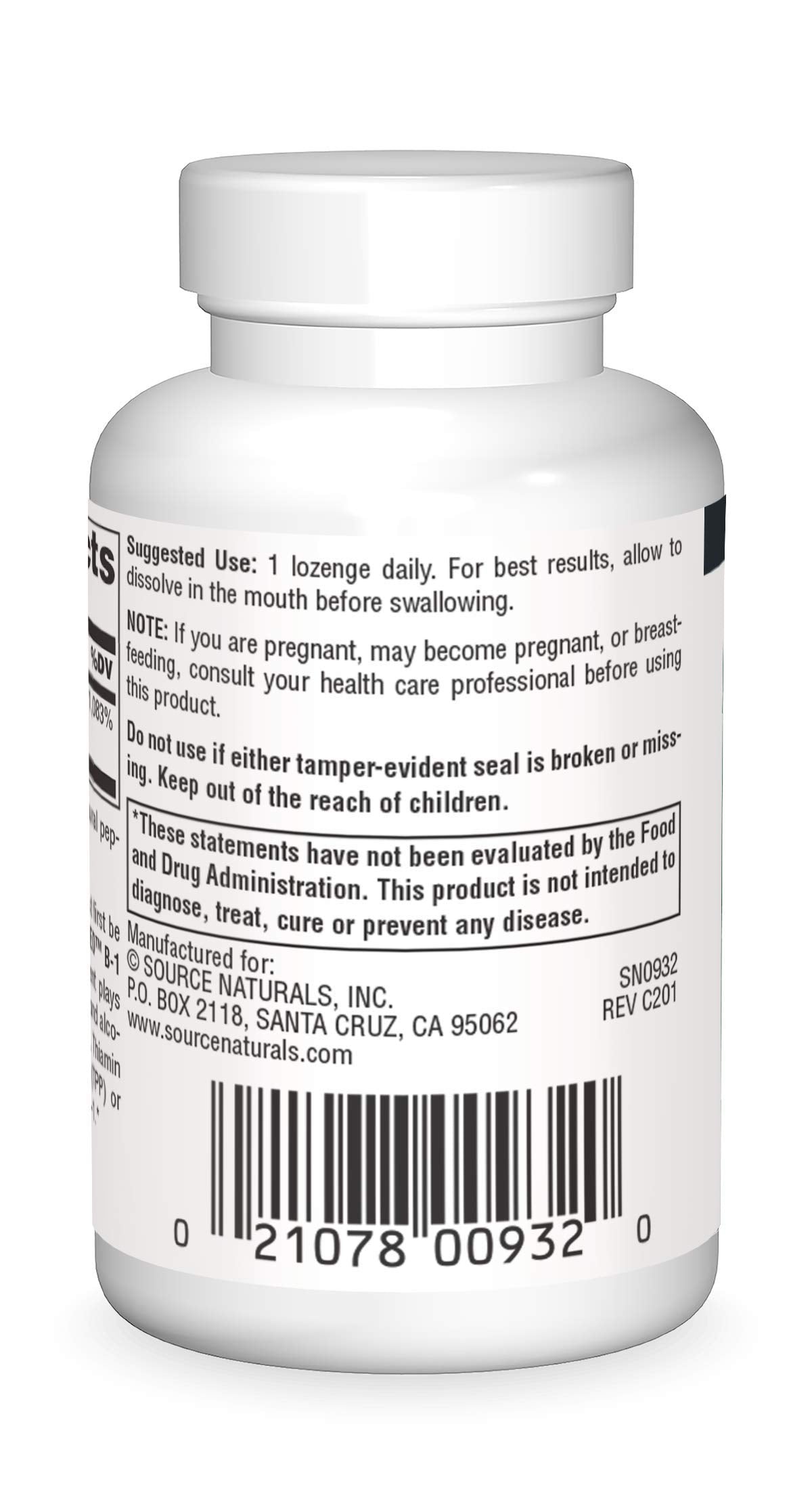 Source Naturals Coenzymated B-1 Peppermint Lozenge packaging