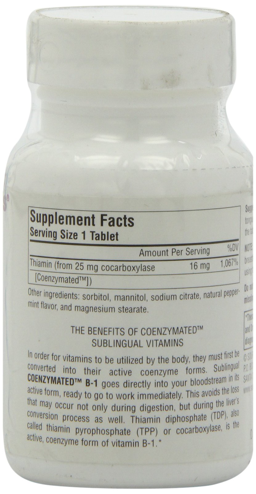 Source Naturals Coenzymated B-1 Peppermint Lozenge side view