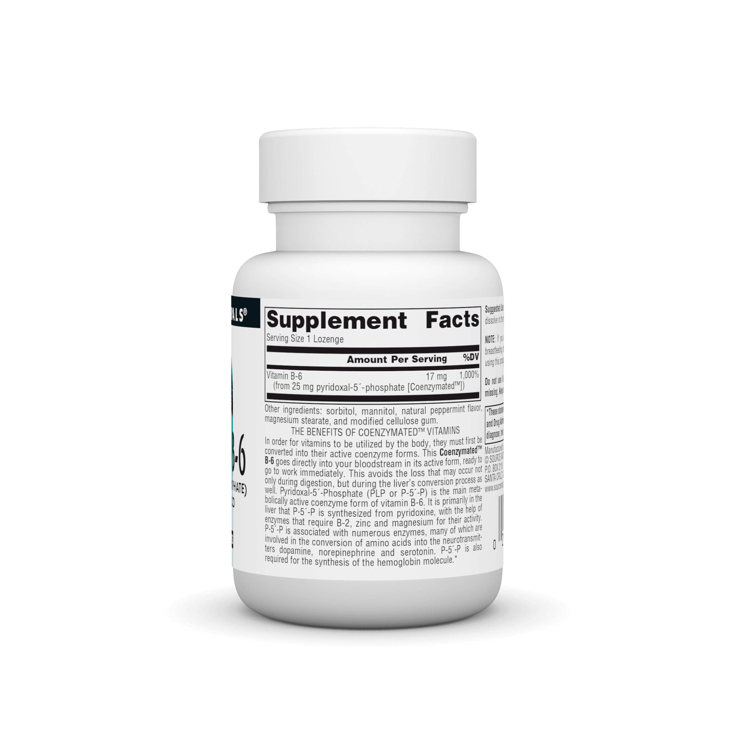 Source Naturals Coenzymated B-6 5g supplement side view