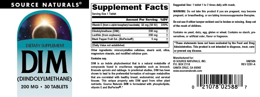 Source Naturals DIM Supplement 45g packaging close-up
