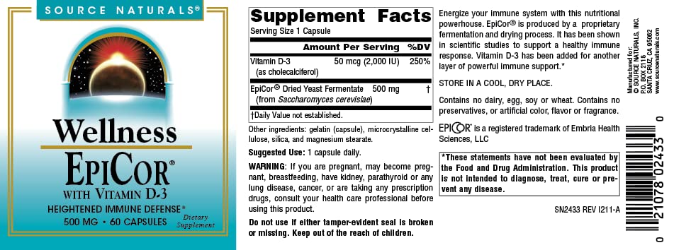 Source Naturals EpiCor Dried Yeast Fermentate 45g supplement packaging