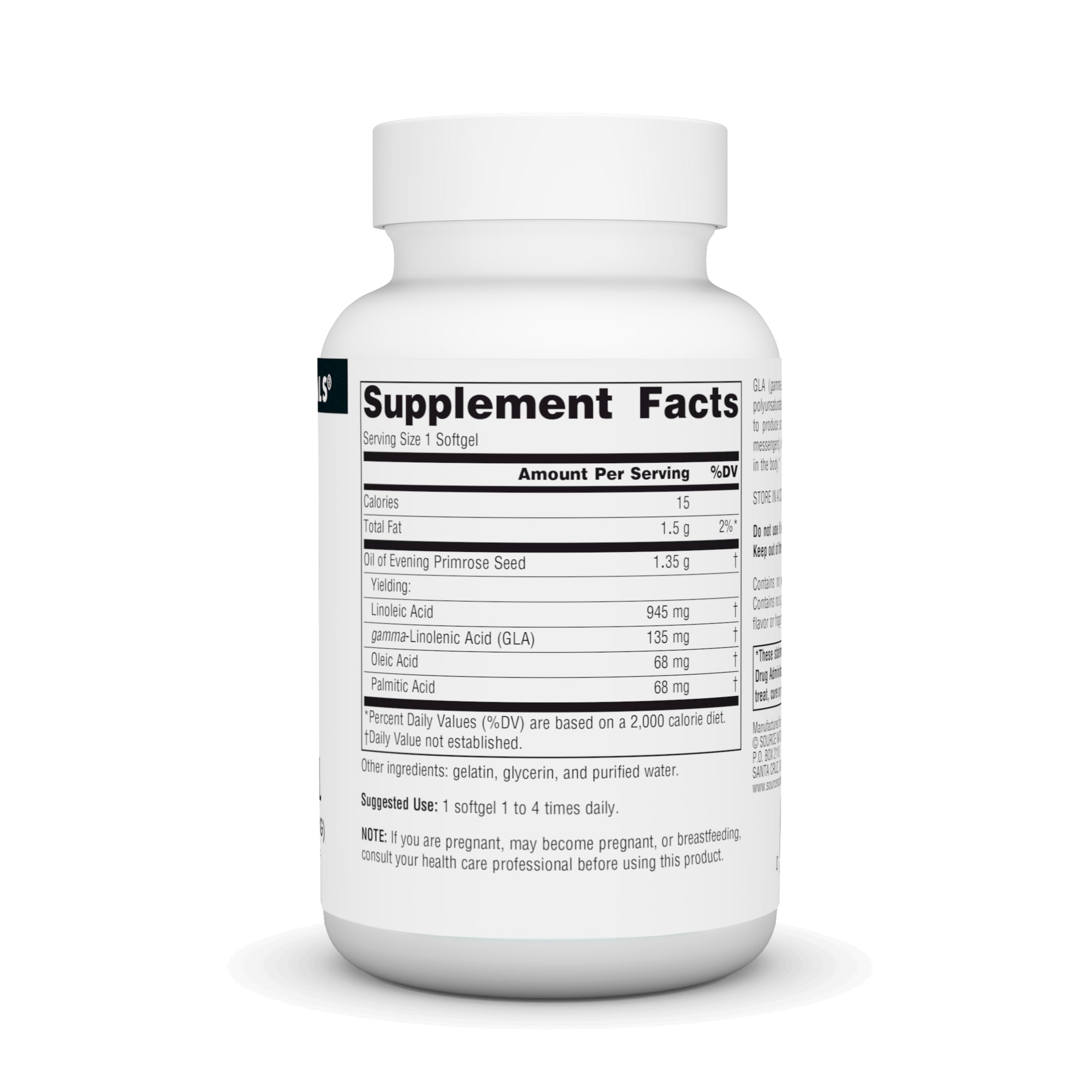 Source Naturals Evening Primrose Oil Softgels side view