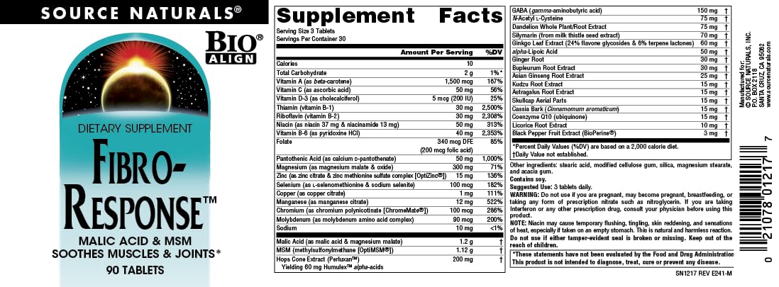 Source Naturals Fibro-Response suggested use instructions