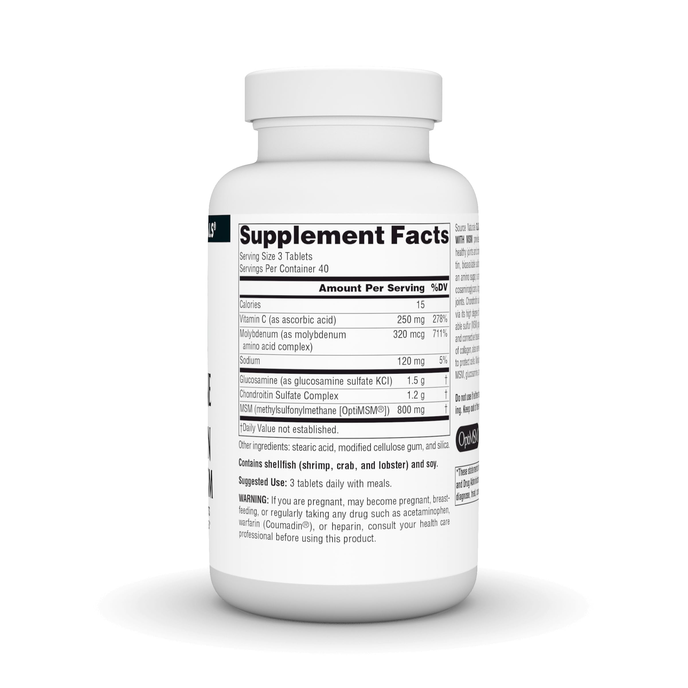 Source Naturals Glucosamine Chondroitin Complex 120 Tablets back view