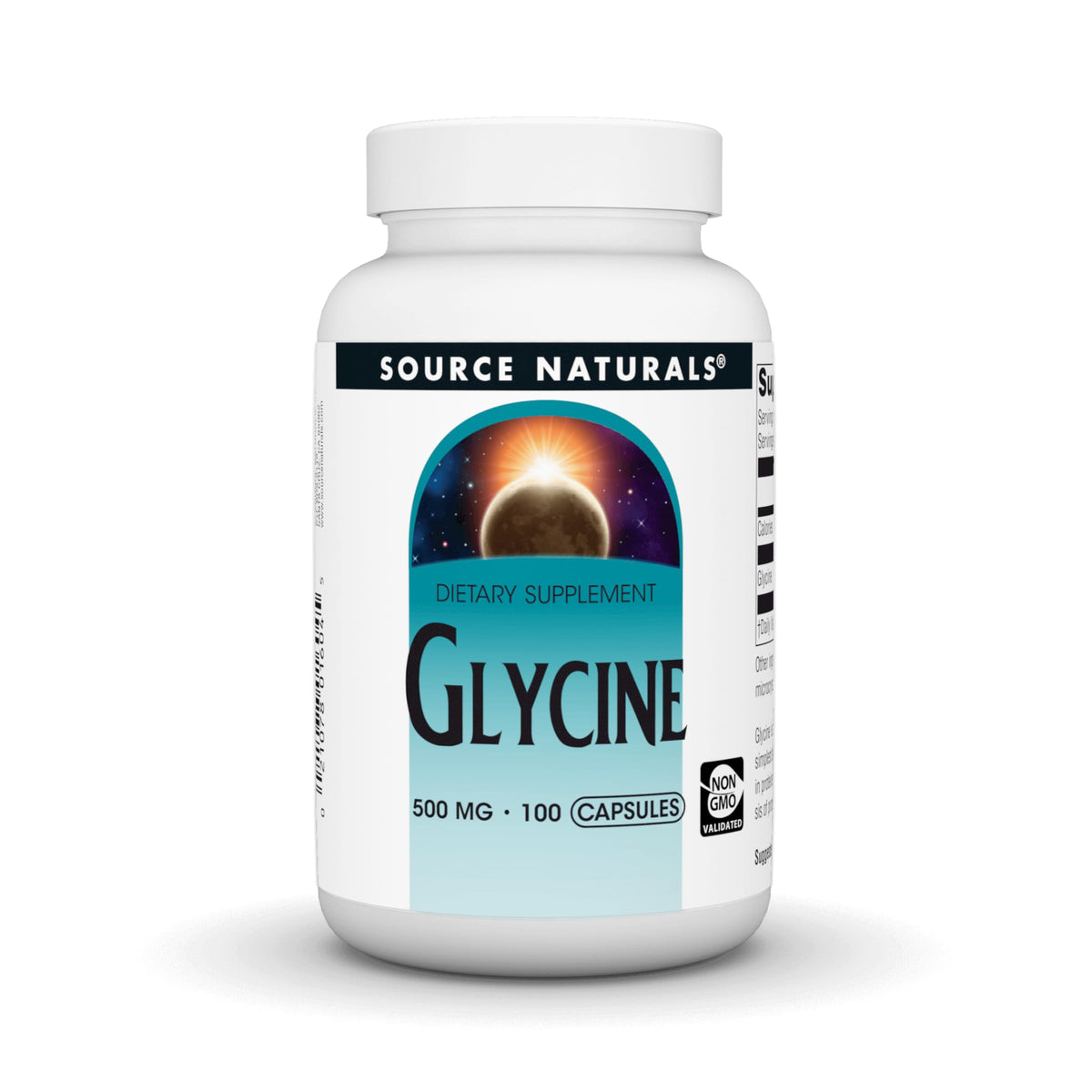 Source Naturals Glycine Capsules 100 Count front view