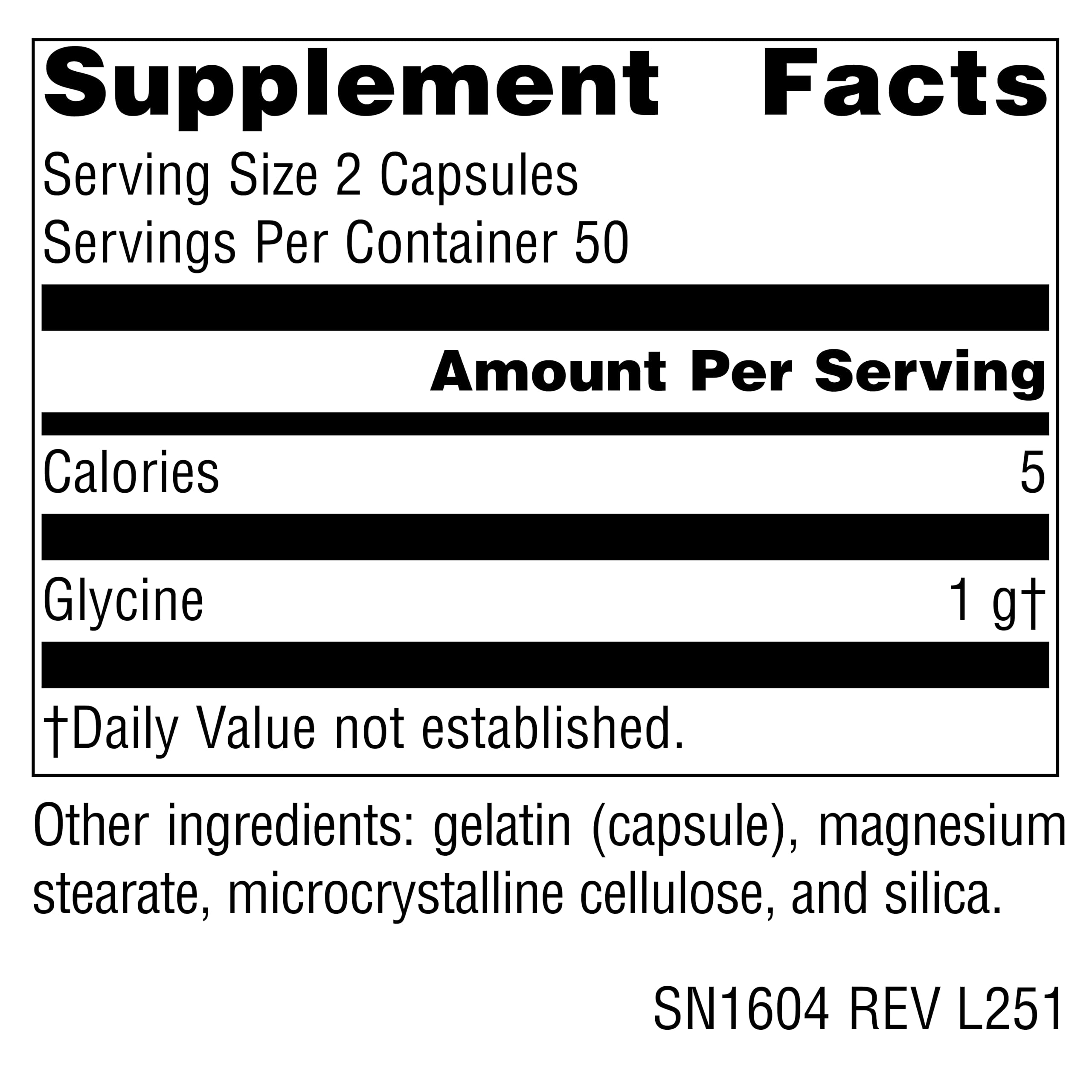 Source Naturals Glycine Capsules bottle side view