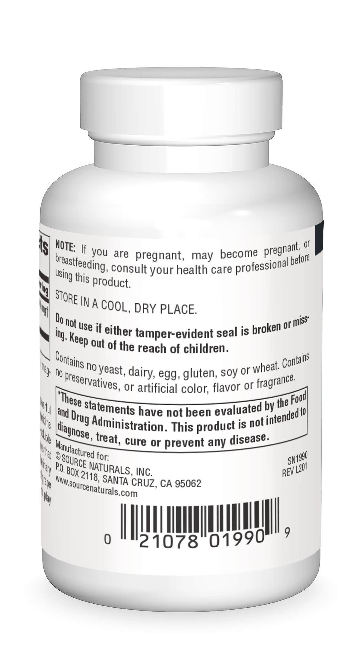 Source Naturals Grape Seed Extract 50g side view