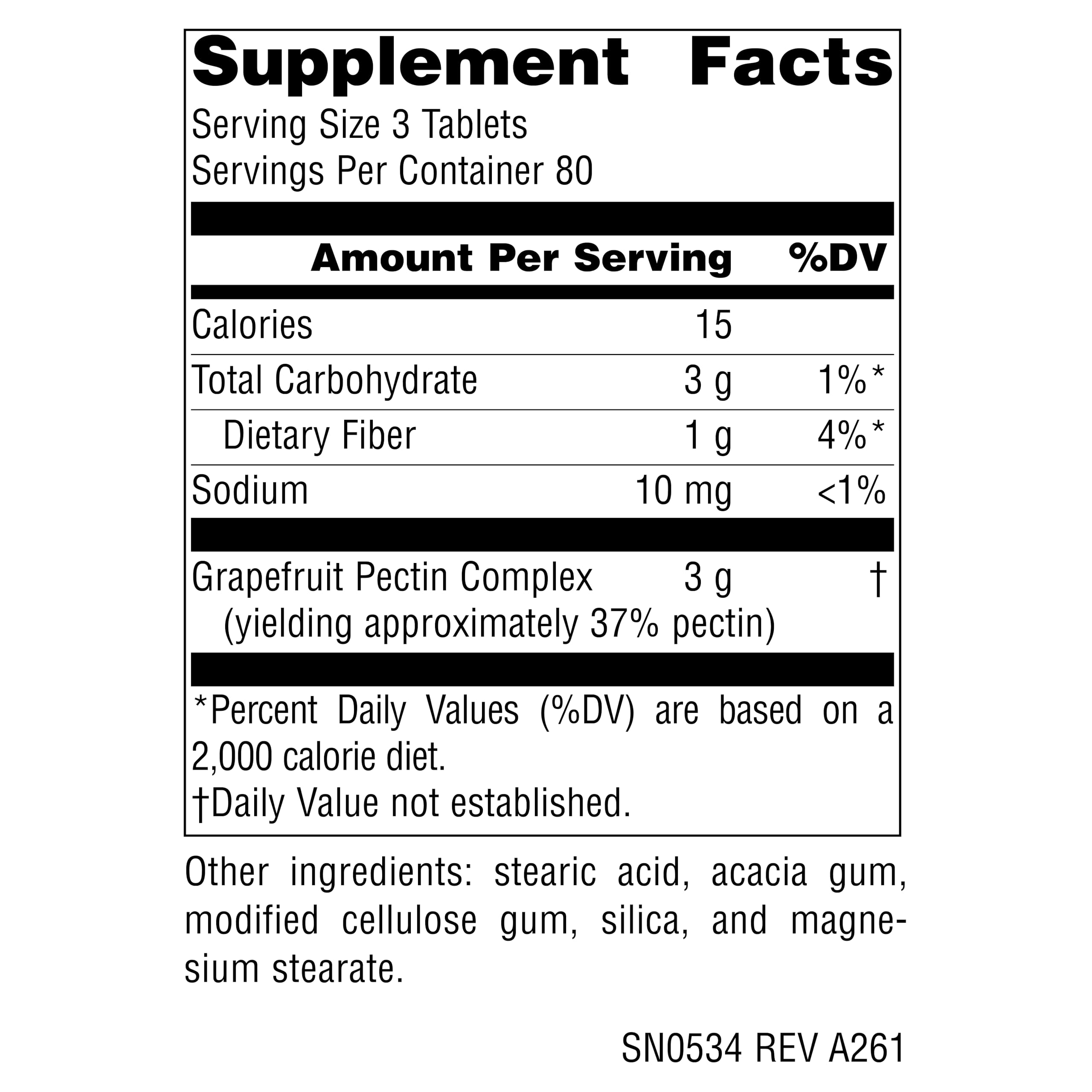Source Naturals Grapefruit Pectin 1000mg 240 Tablets bottle side view