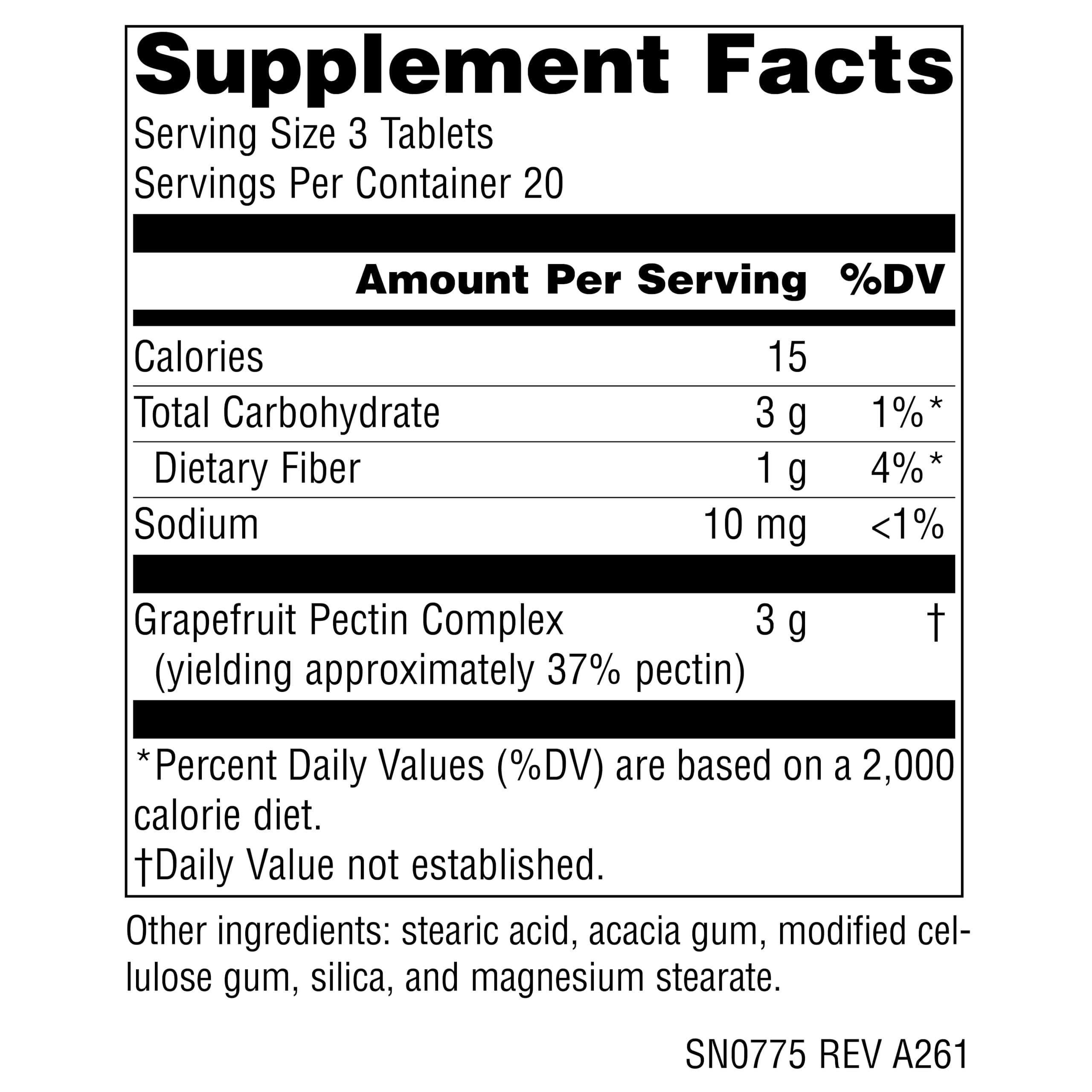 Source Naturals Grapefruit Pectin Tablets side view