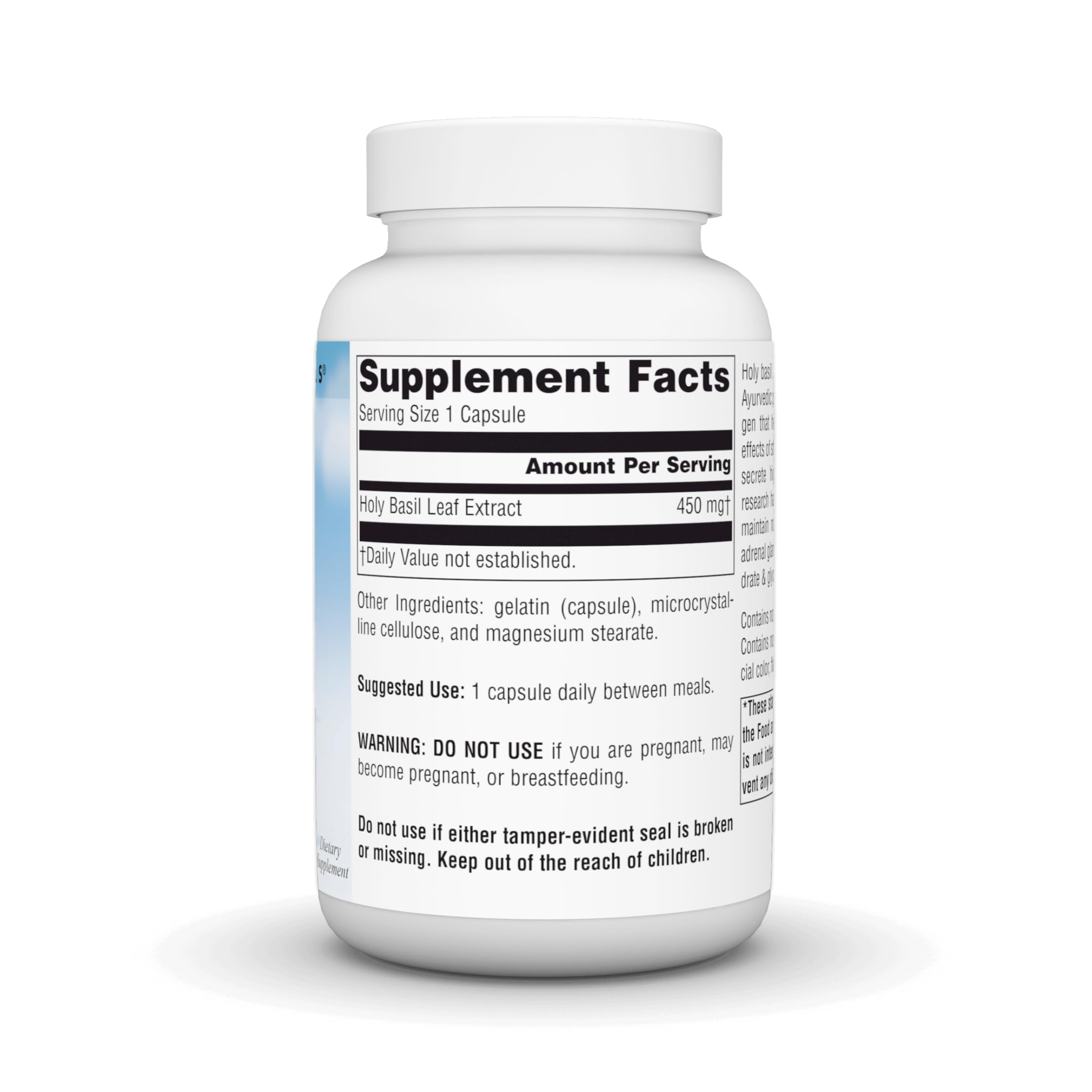 Source Naturals Holy Basil Leaf Extract 100g capsules close-up
