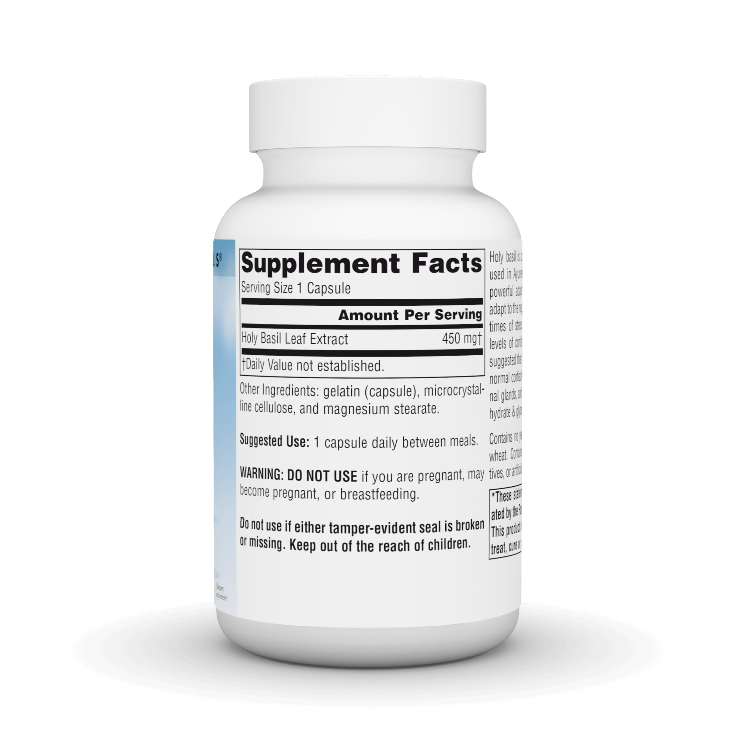 Source Naturals Holy Basil Leaf Extract Capsules side view