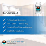 Source Naturals Huperzine A 100mcg supplement ingredients list