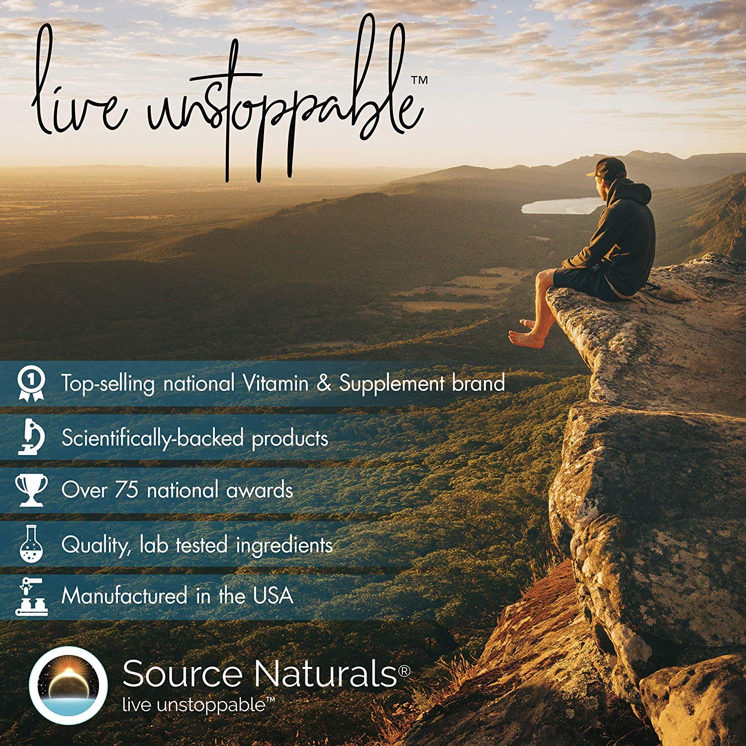 Source Naturals Huperzine A 100mcg supplement with a measuring spoon