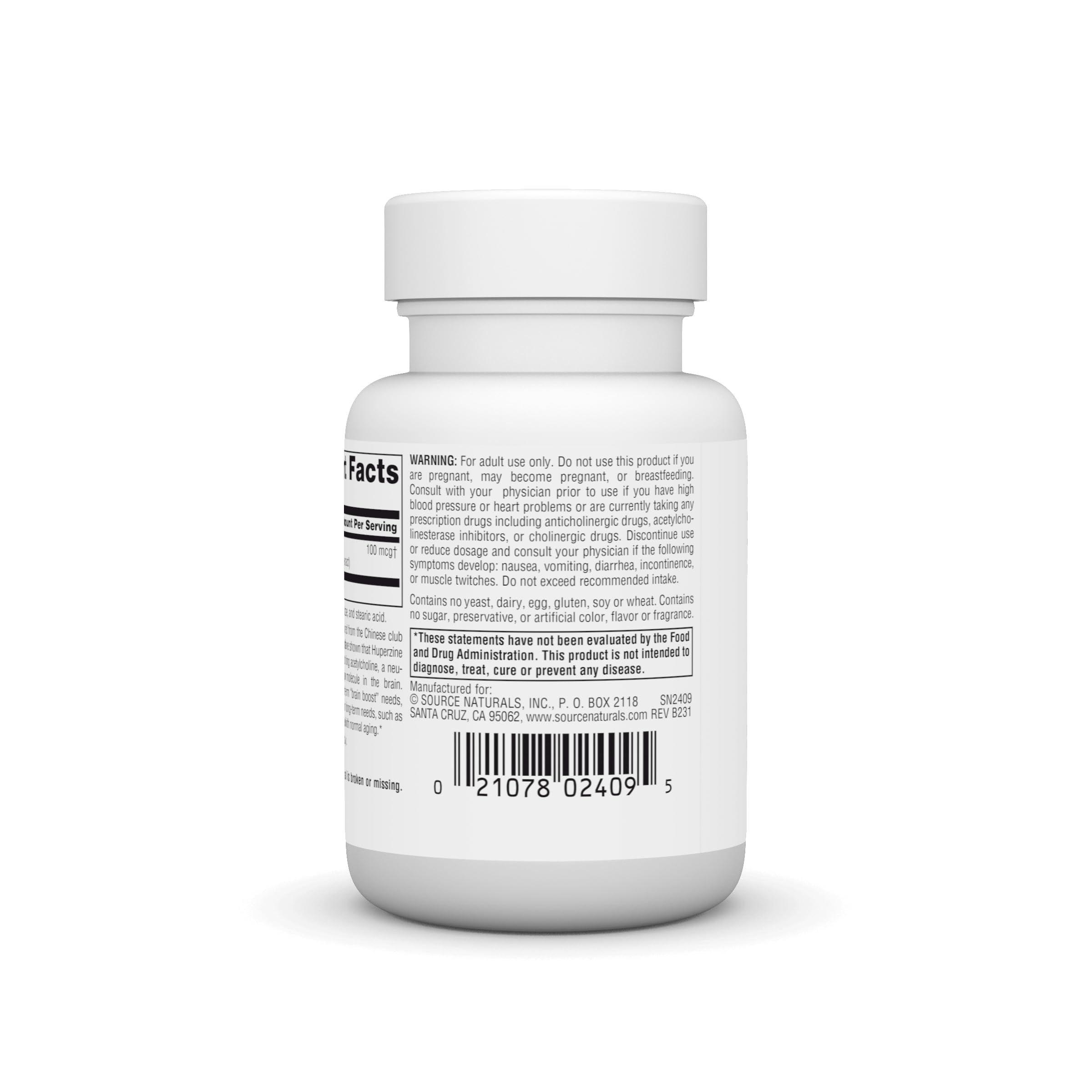 Source Naturals Huperzine A 100mcg tablets side view