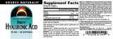 Source Naturals Hyaluronic Acid Softgels back view with ingredient list