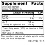 Source Naturals Hyaluronic Acid Softgels on a wooden table