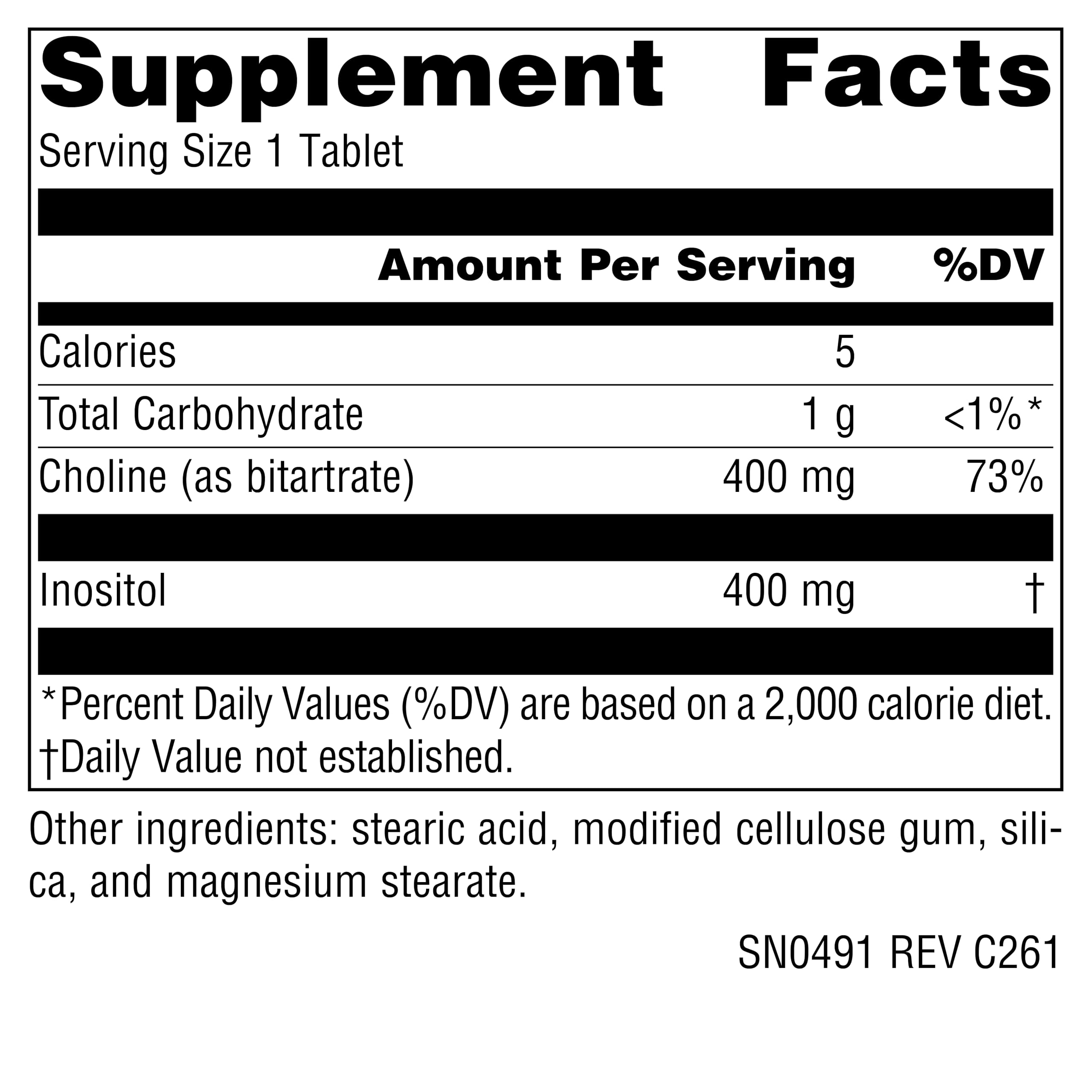 Source Naturals Inositol and Choline Supplement side view