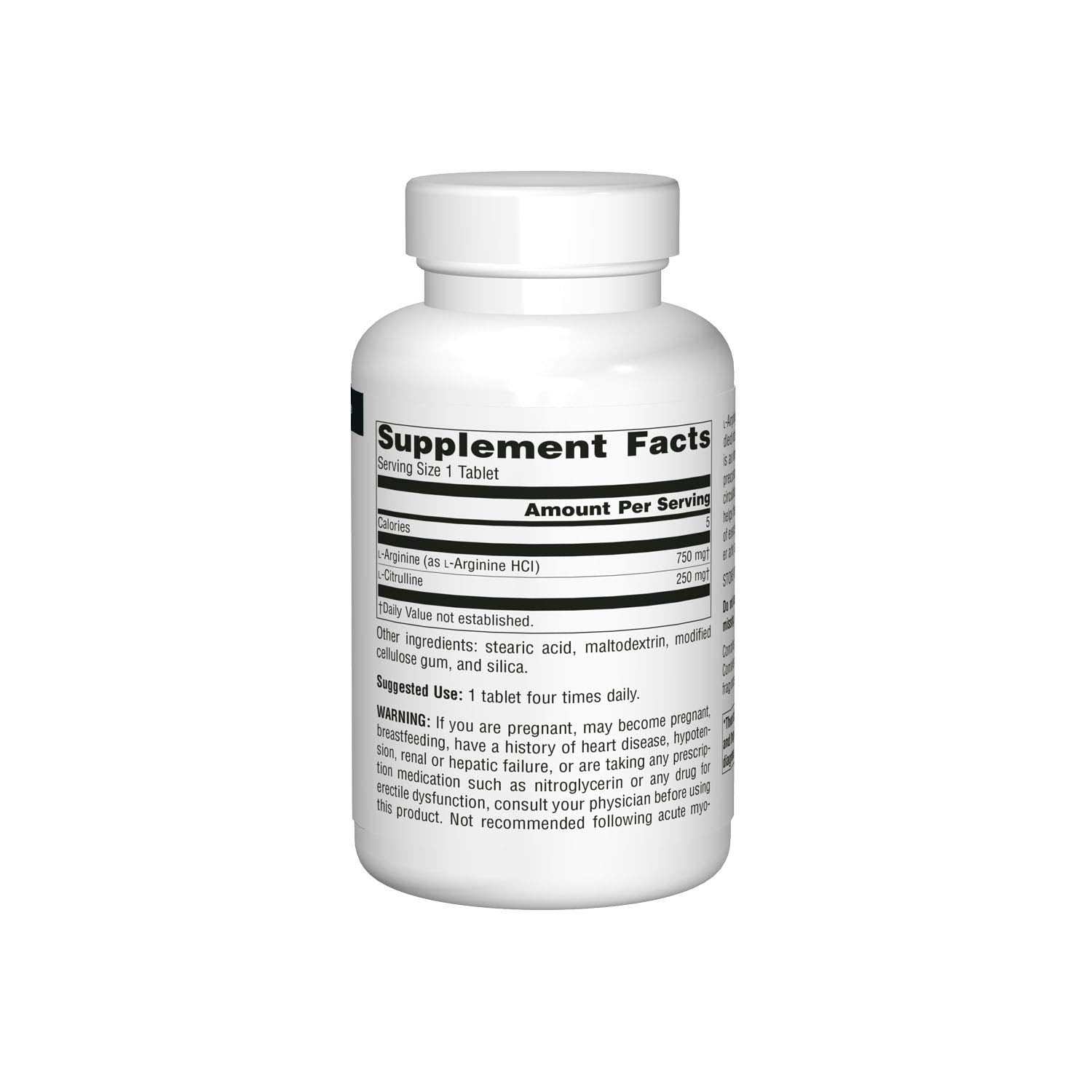 Source Naturals L-Arginine 45g side view of packaging