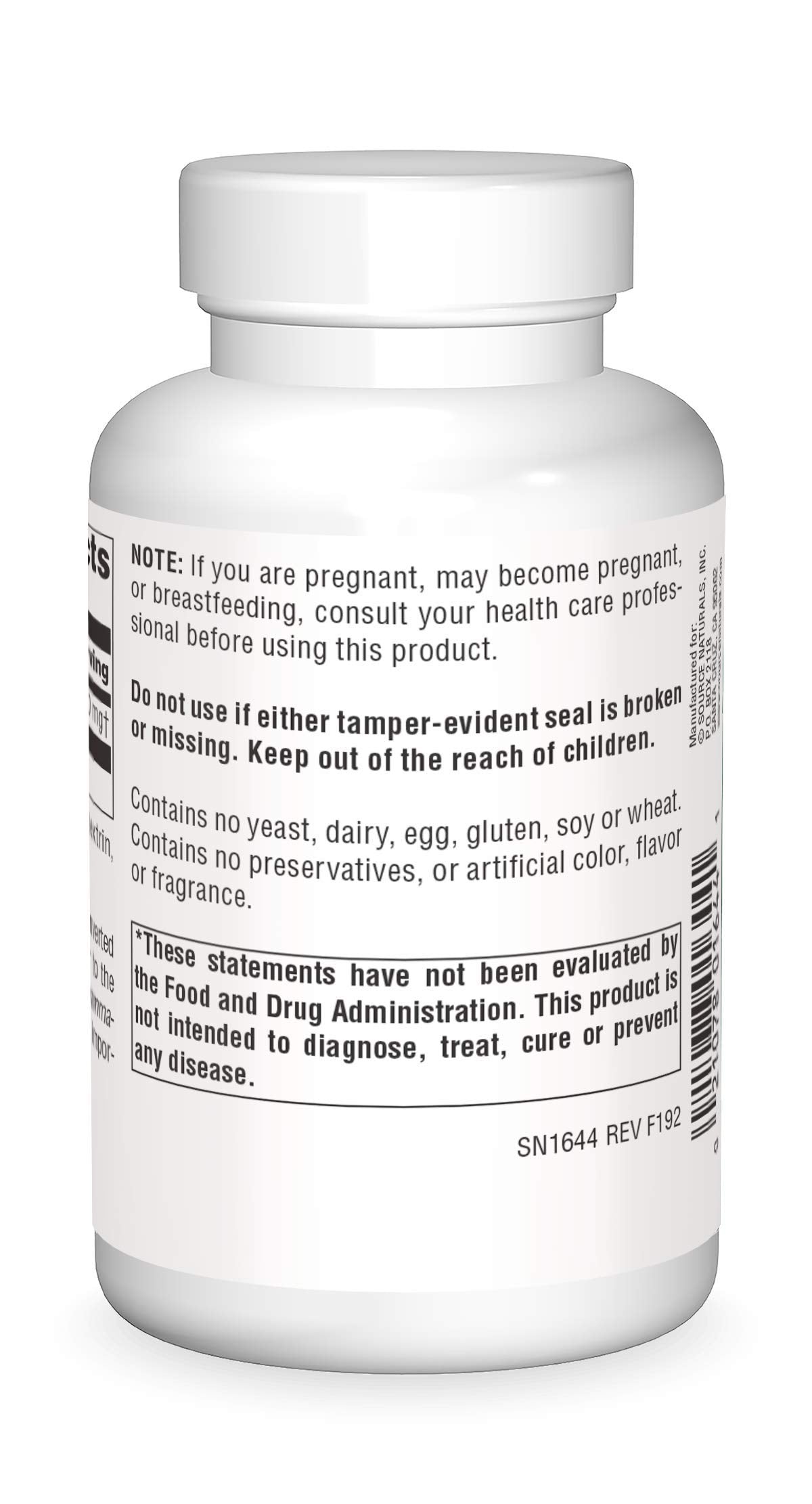 Source Naturals L-Glutamine capsule bottle side view