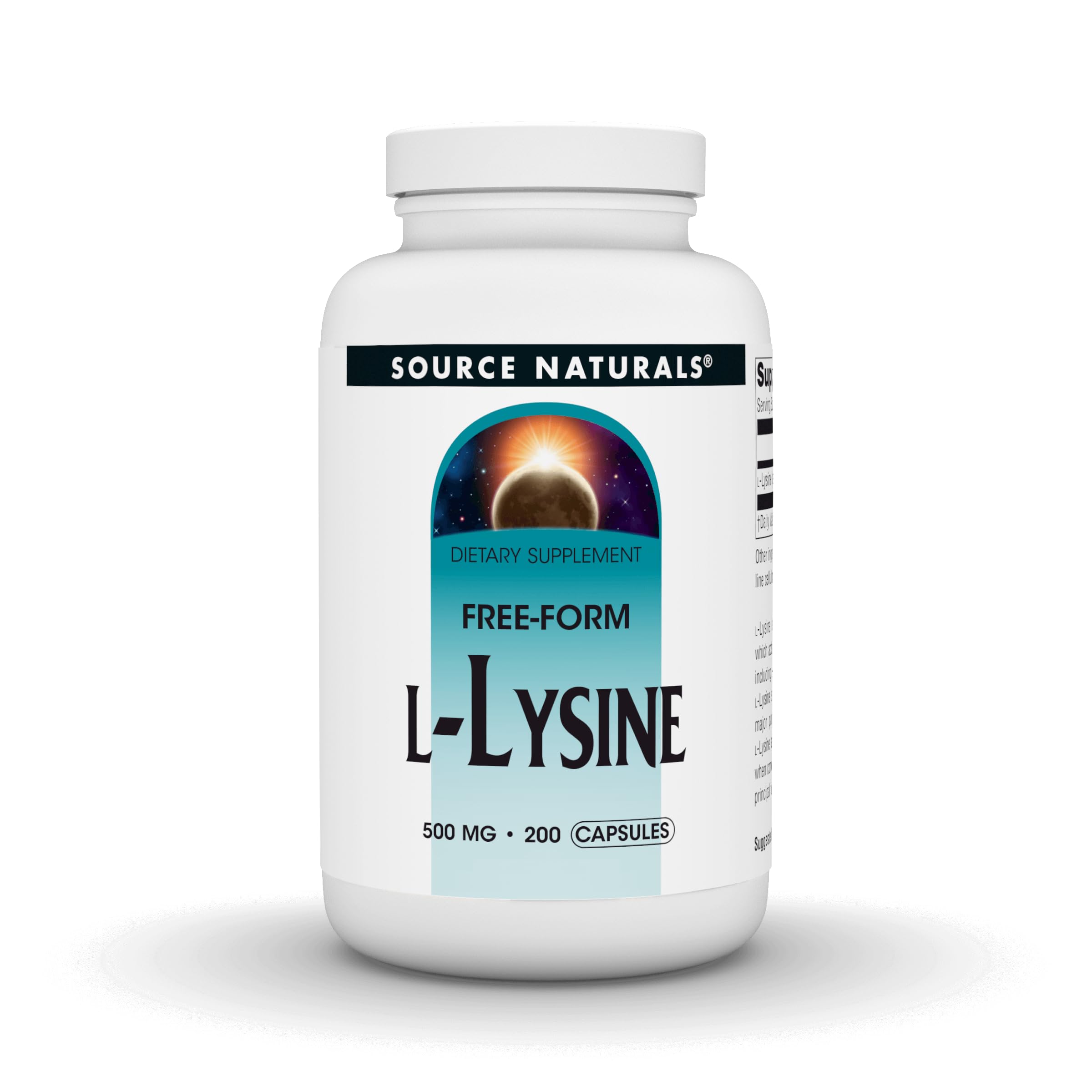 Source Naturals L-Lysine Capsules 45g front view
