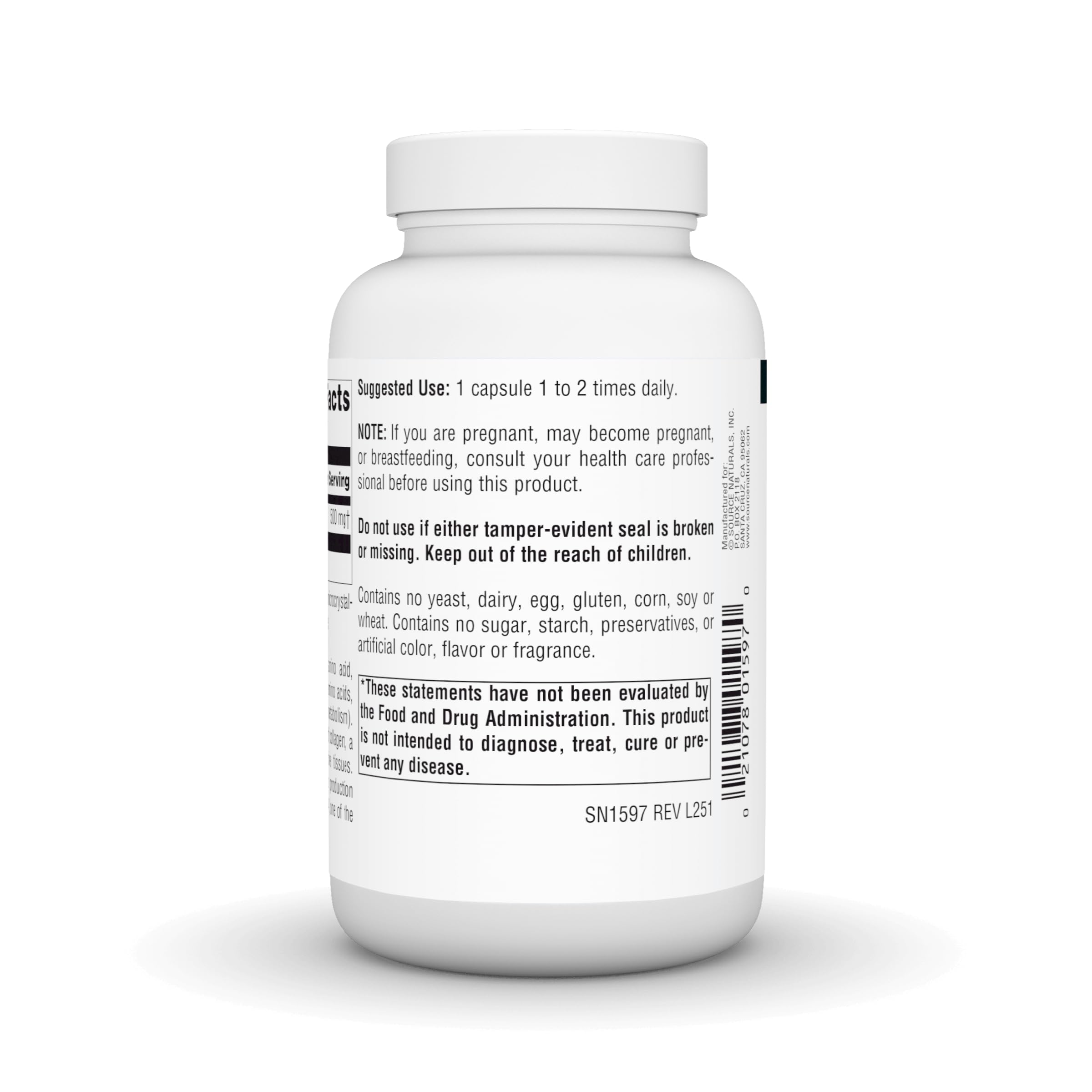 Source Naturals L-Lysine Capsules opened bottle