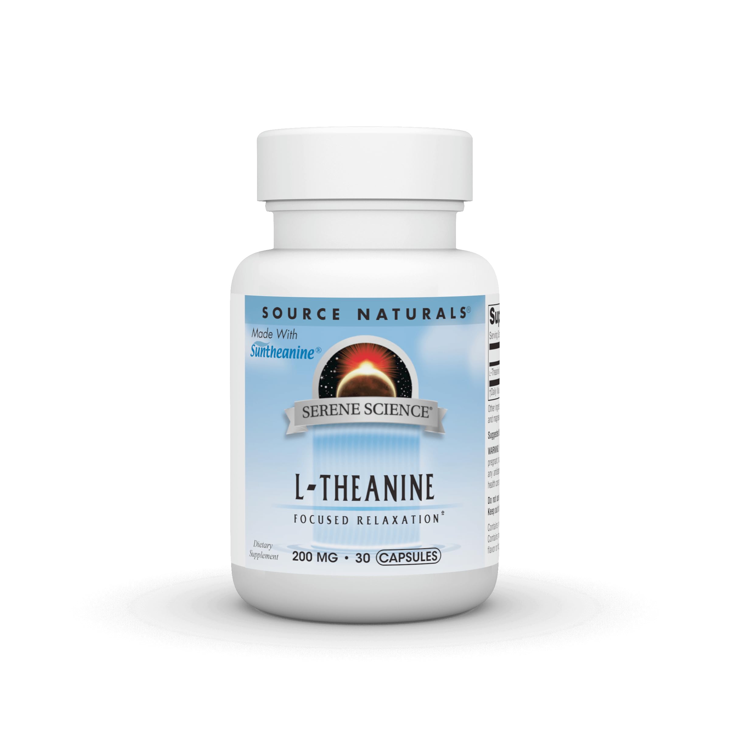 Source Naturals L-Theanine 50g supplement front view