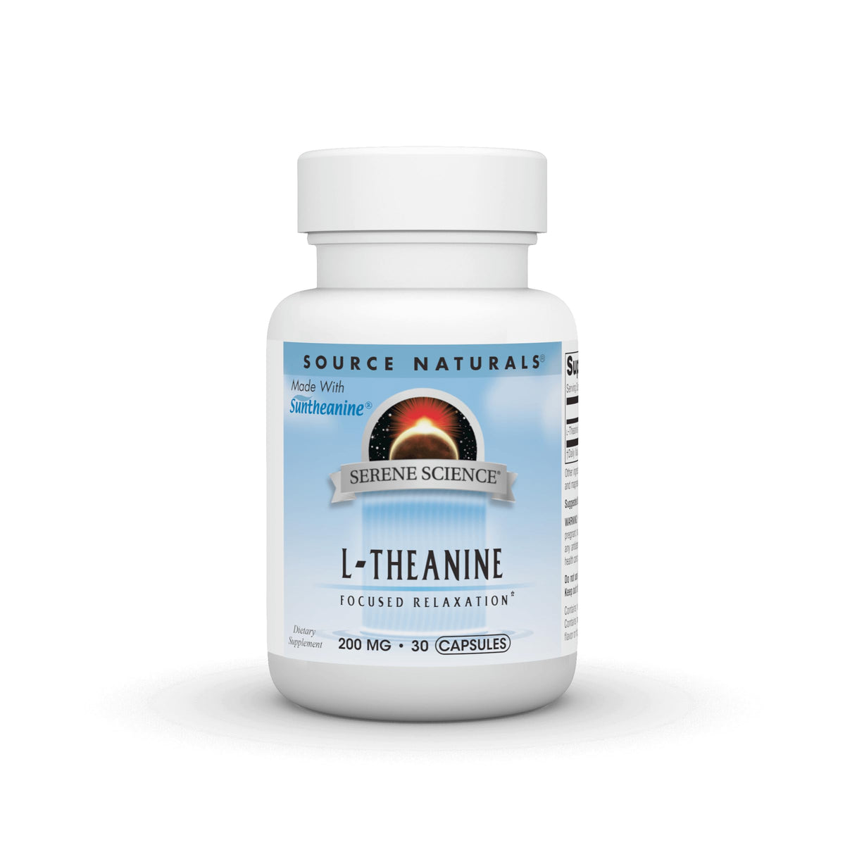 Source Naturals L-Theanine 50g supplement front view