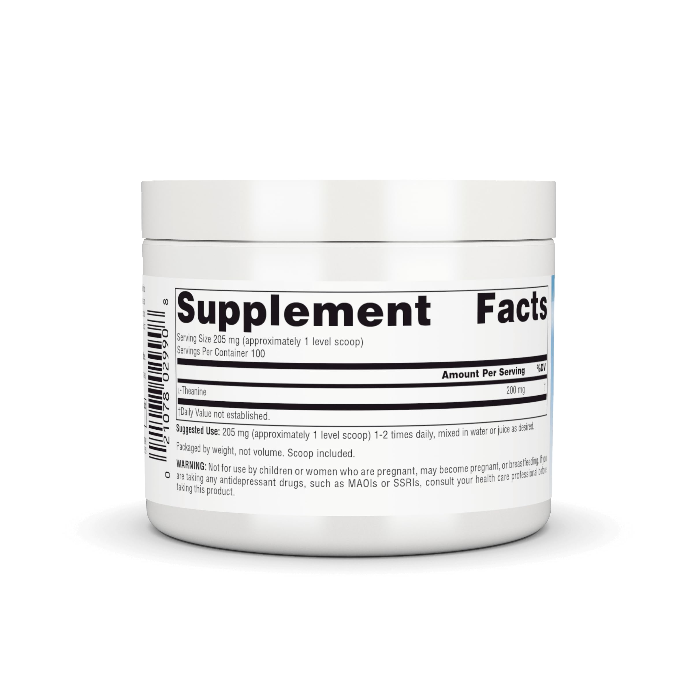 Source Naturals l-Theanine Powder 59g side view