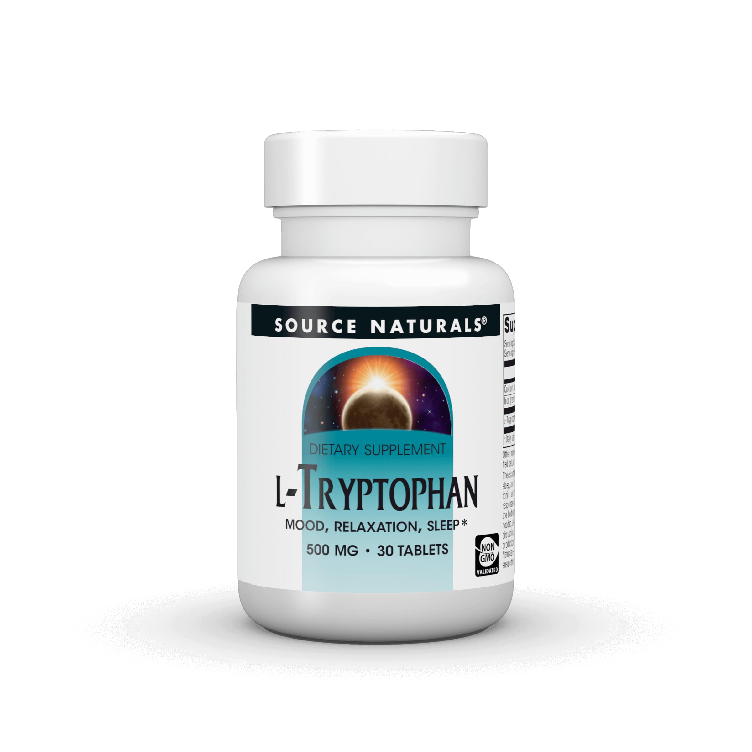 Source Naturals L-Tryptophan 500mg 30 Tablets front view