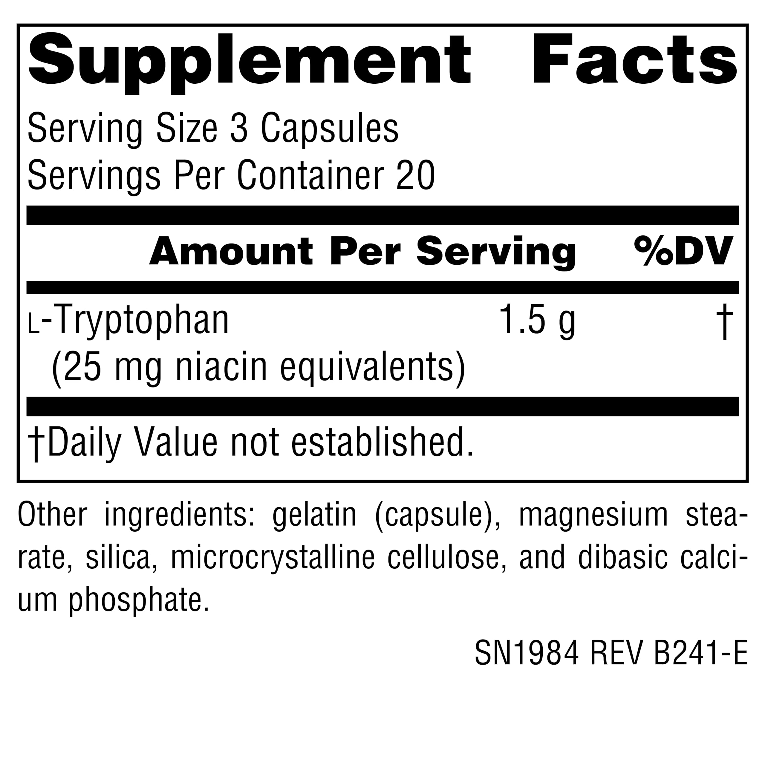 Source Naturals L-Tryptophan capsule bottle side view