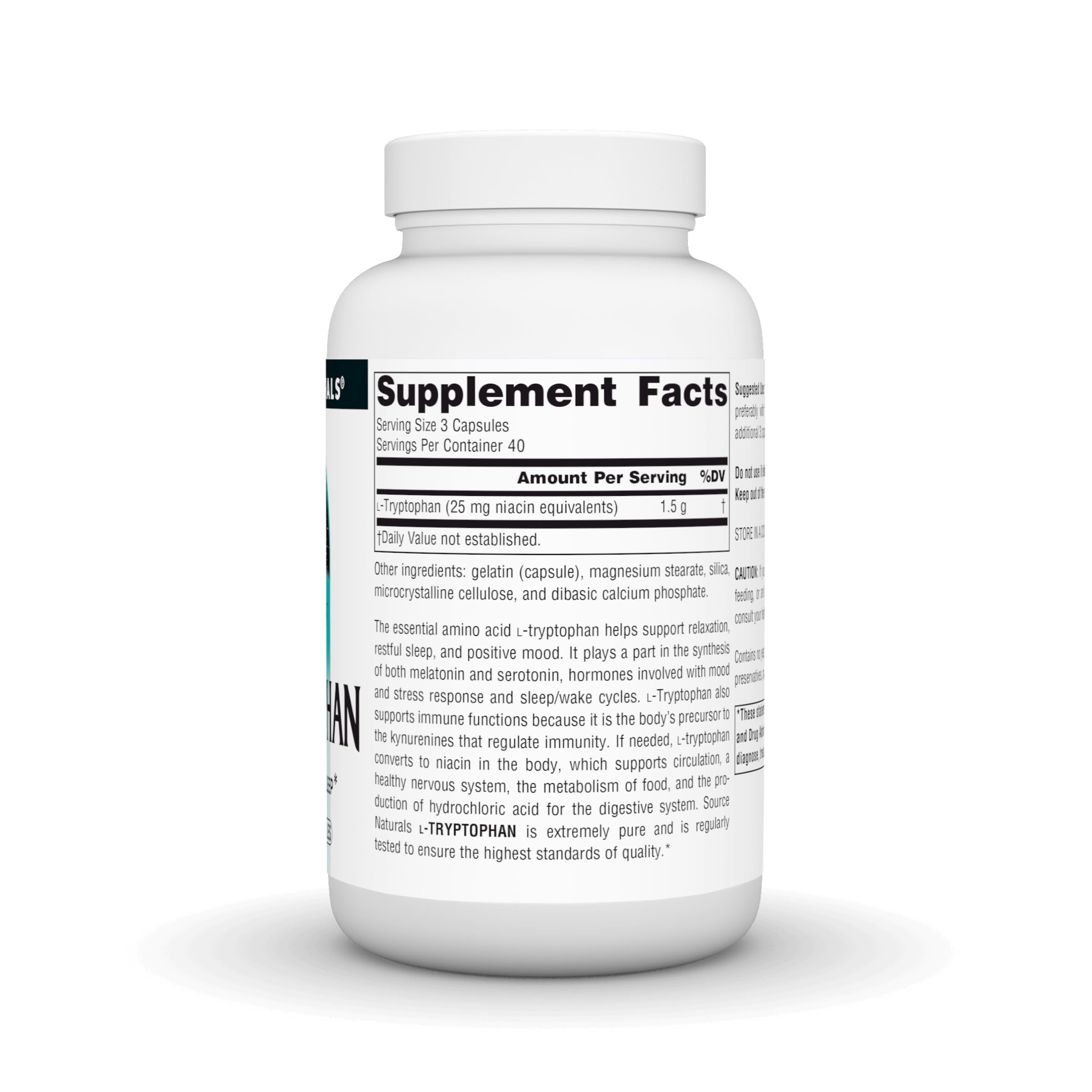 Source Naturals l-Tryptophan Capsules bottle with label