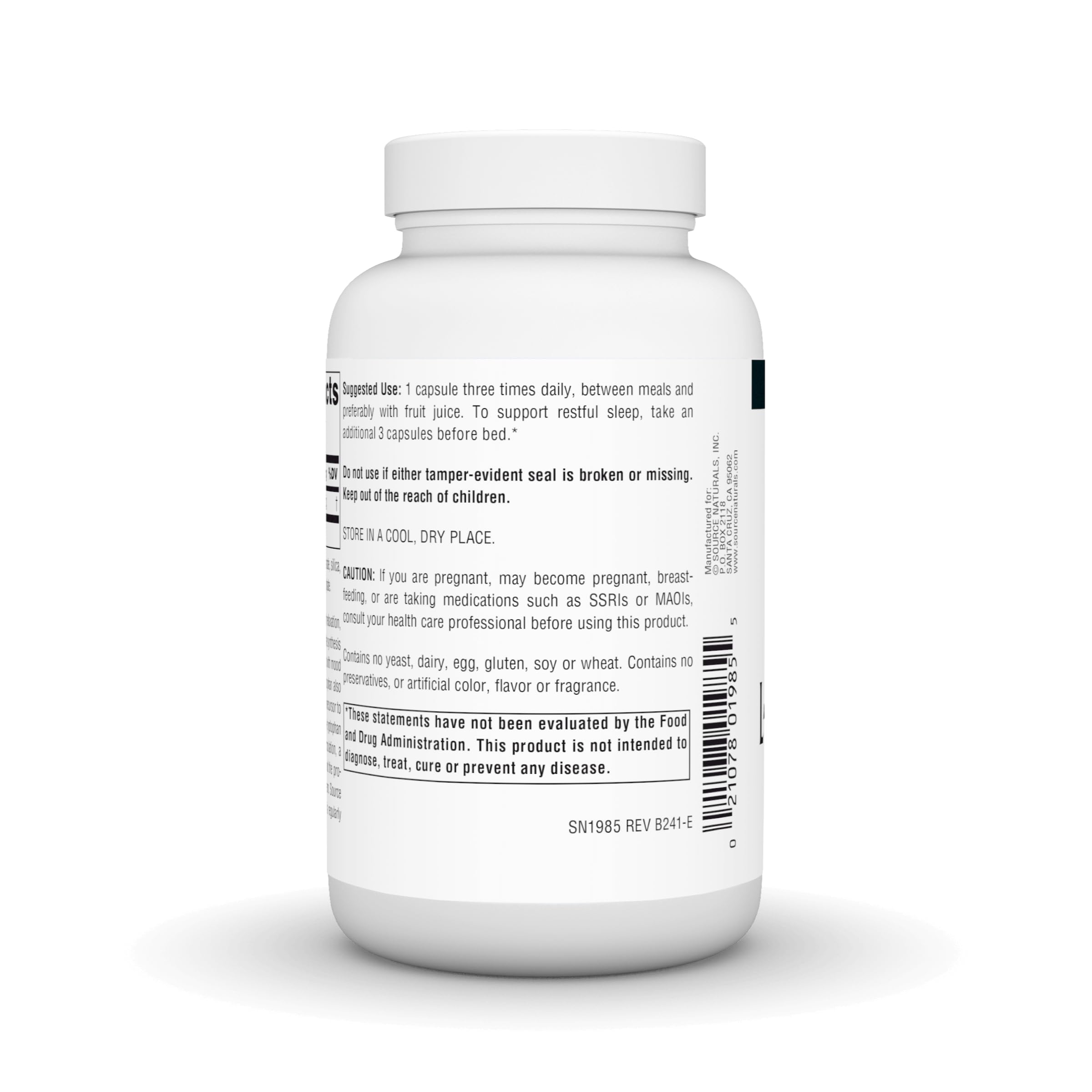Source Naturals l-Tryptophan Capsules close-up of capsules