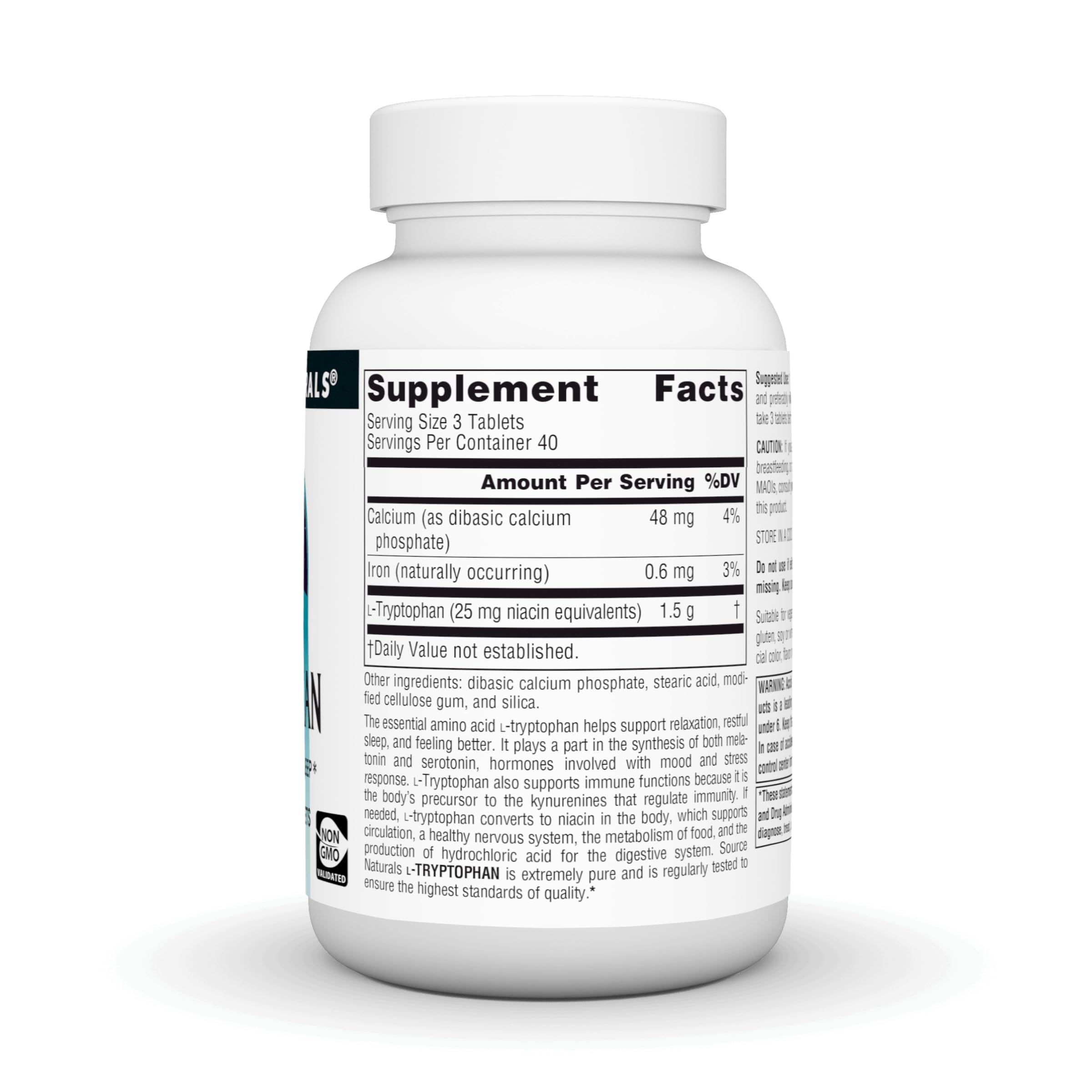 Source Naturals L-Tryptophan Supplement bottle with label