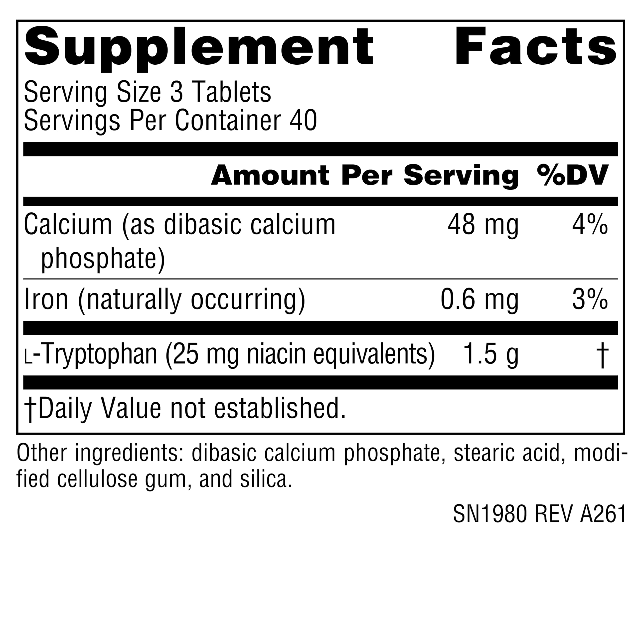 Source Naturals L-Tryptophan Supplement side view