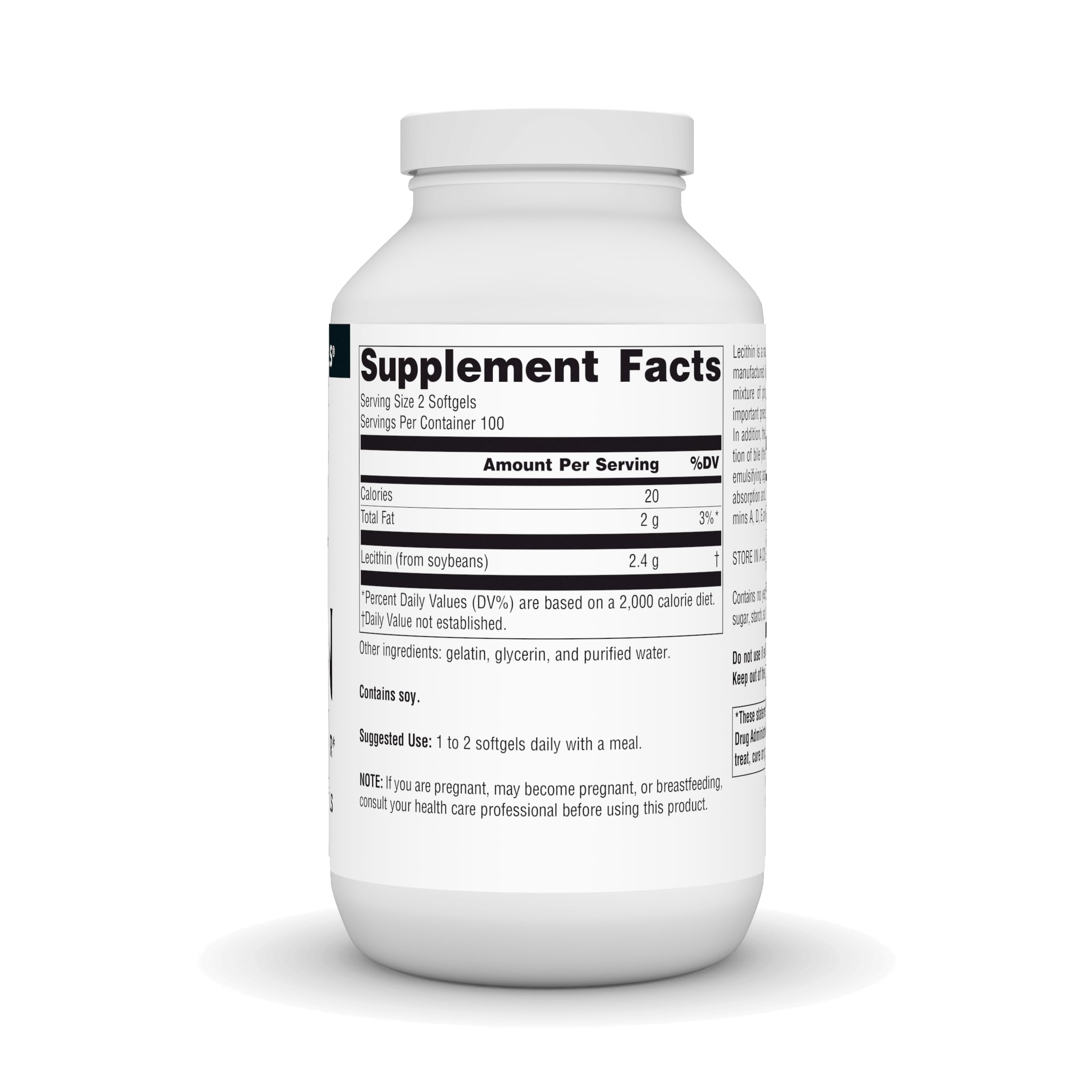Source Naturals Lecithin Softgels 25g back view with ingredients