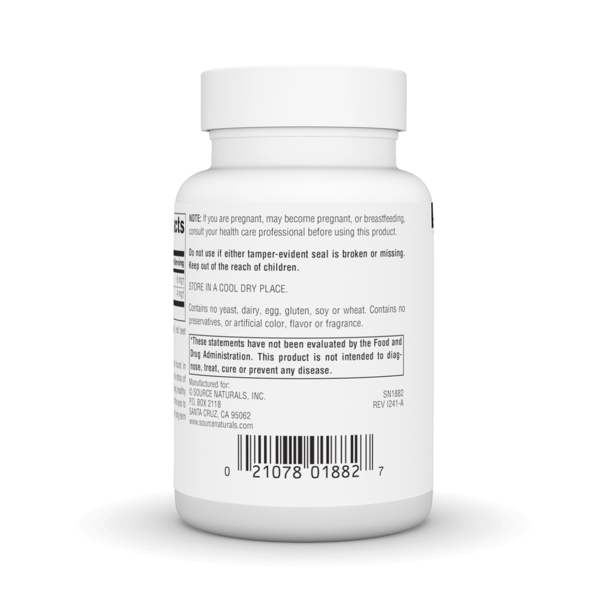 Source Naturals Lutein Antioxidant Eye Support 45g capsule ingredients list