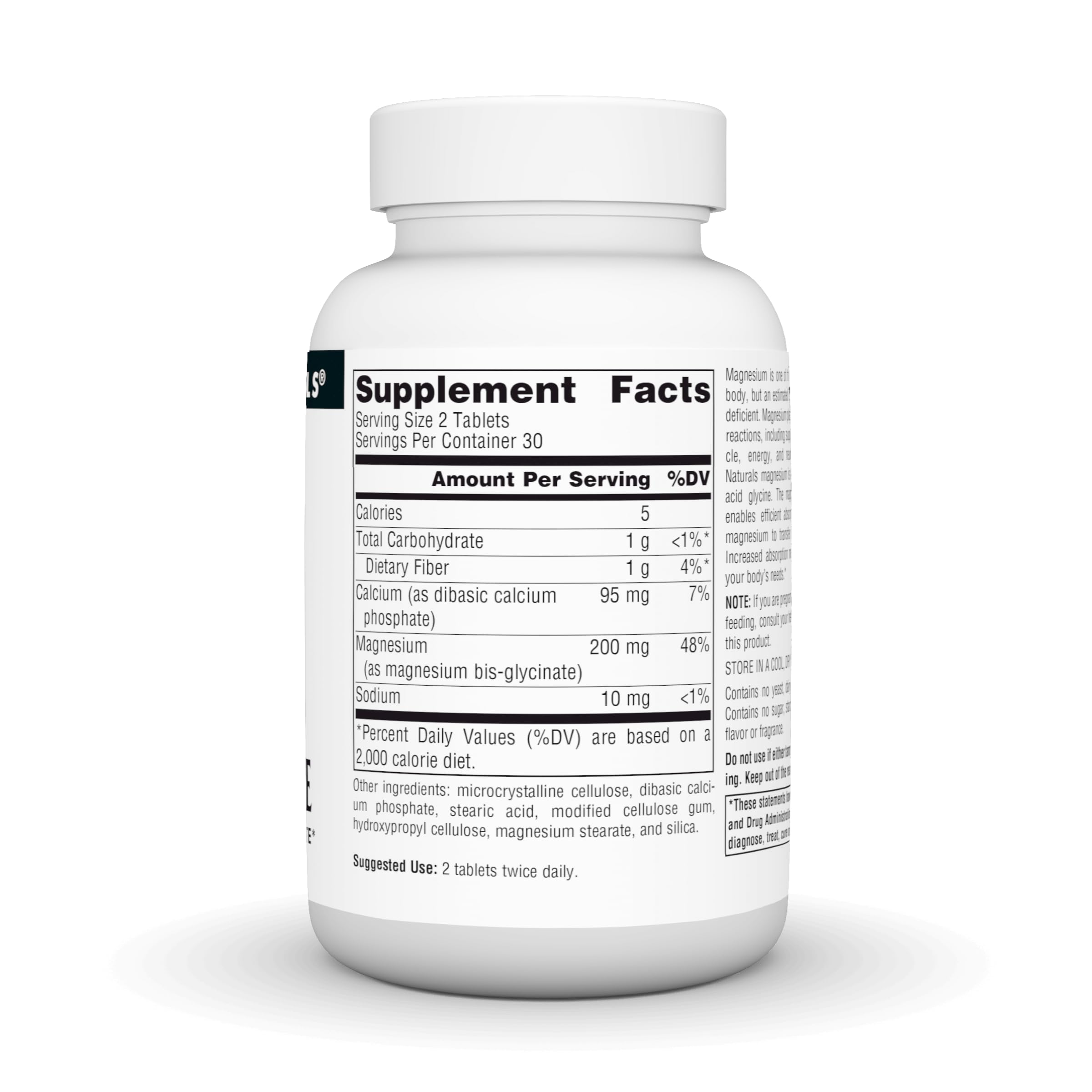 Source Naturals Magnesium Bis-Glycinate 113g packaging side view