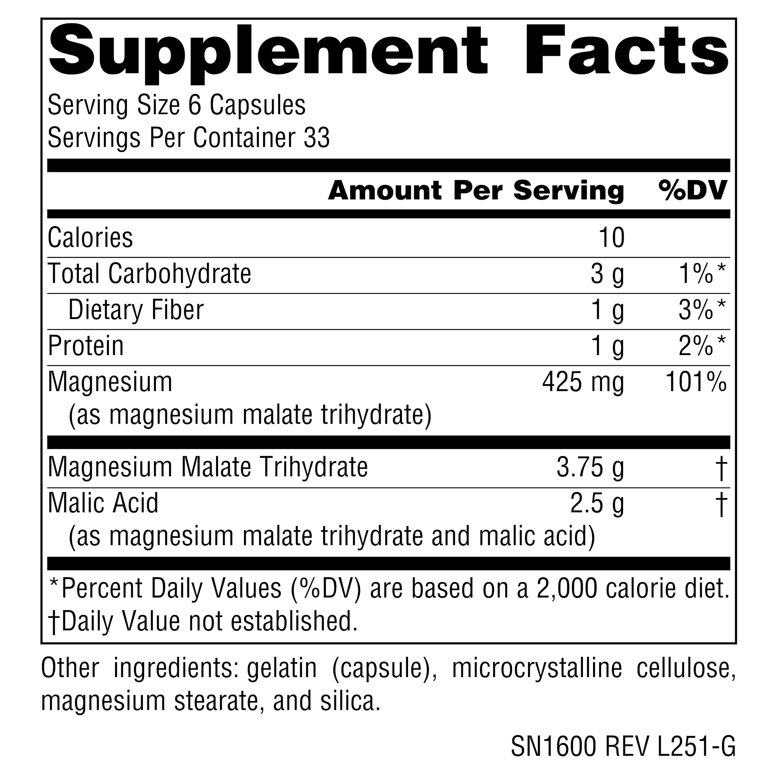 Source Naturals Magnesium Malate 200 Capsules side view