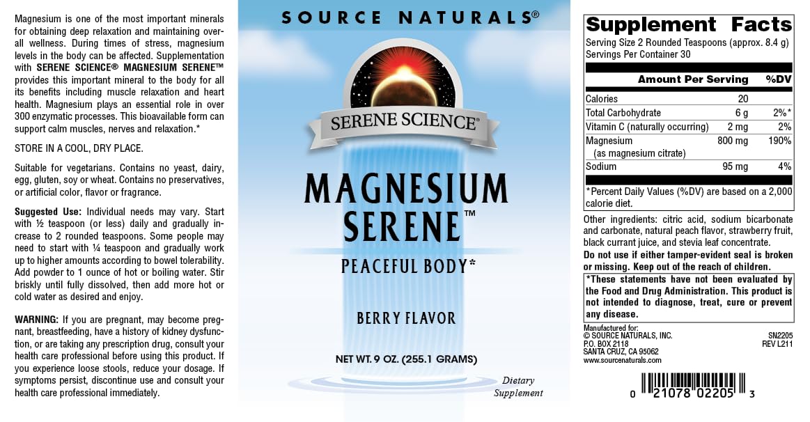 Source Naturals Magnesium Powder ingredients list
