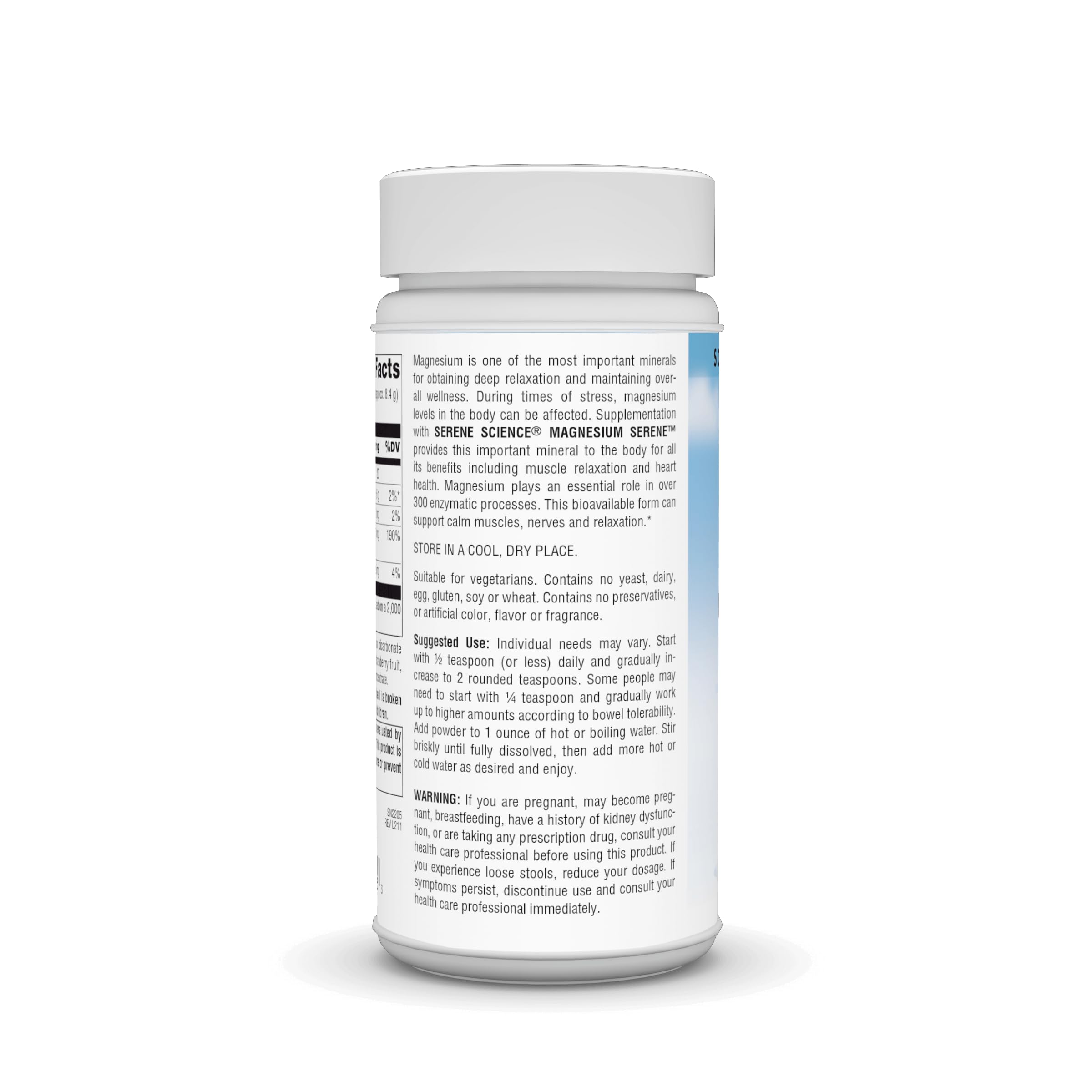 Source Naturals Magnesium Powder serving suggestion with hot water