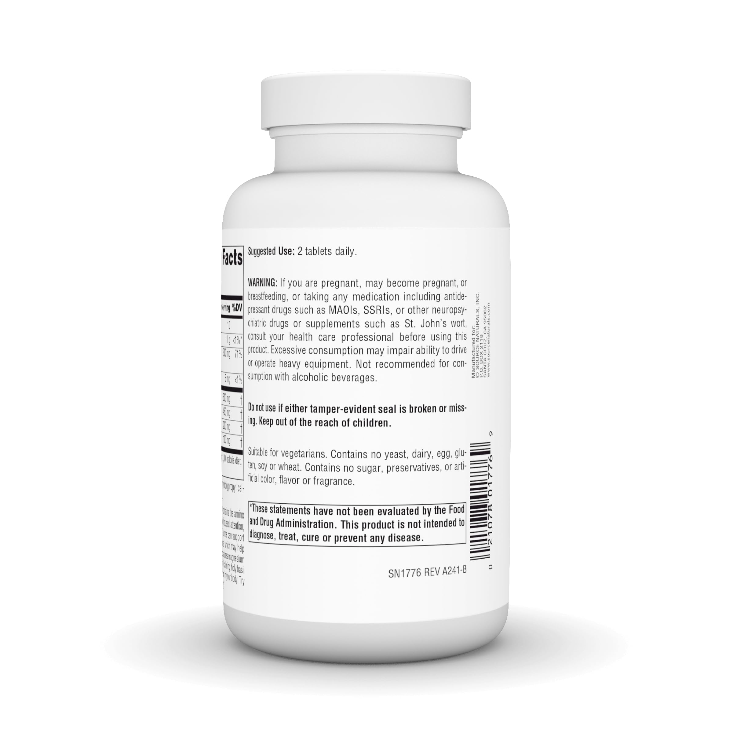 Source Naturals Magnesium Supplement 45g back view