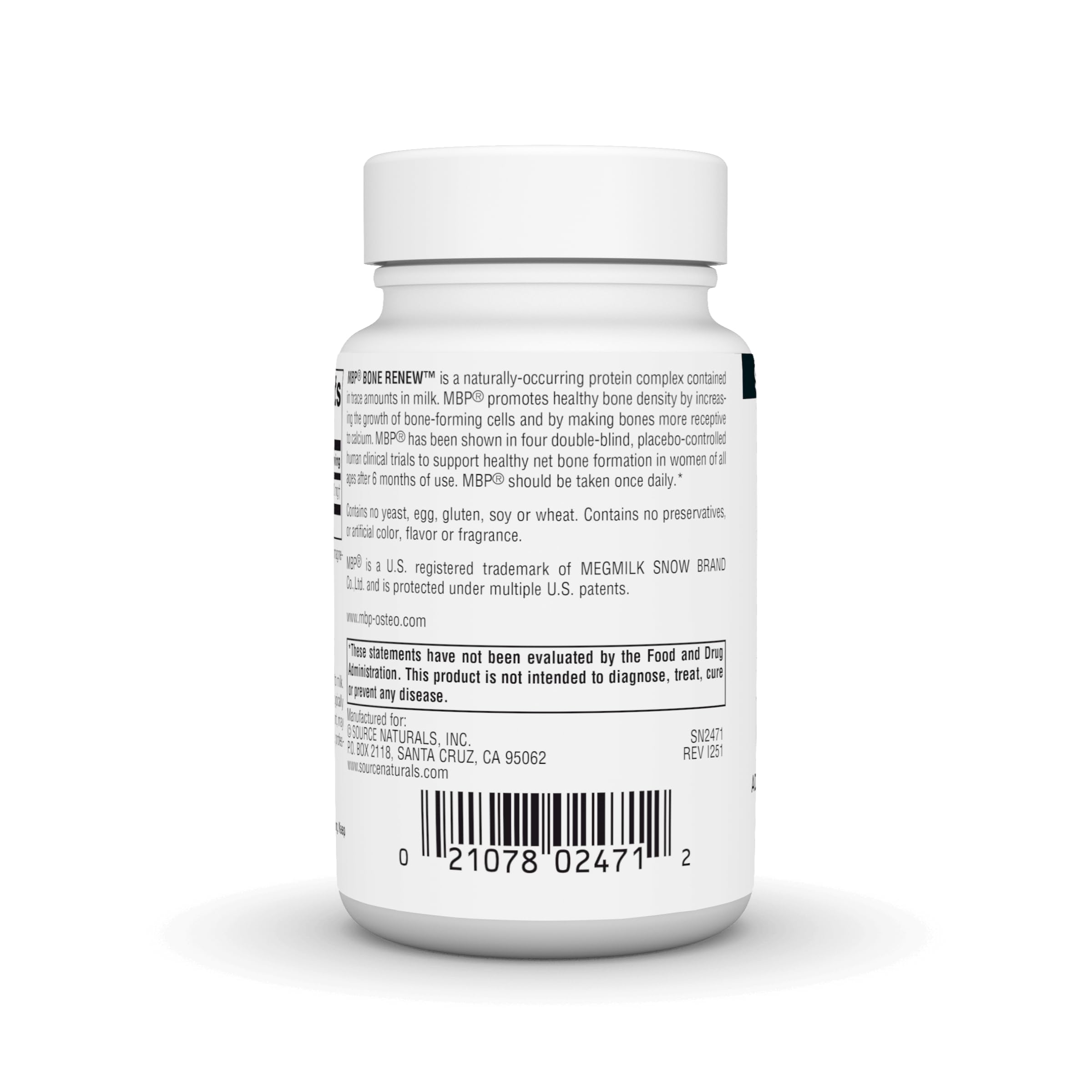 Source Naturals MBP Bone Renew Capsules on a wooden table