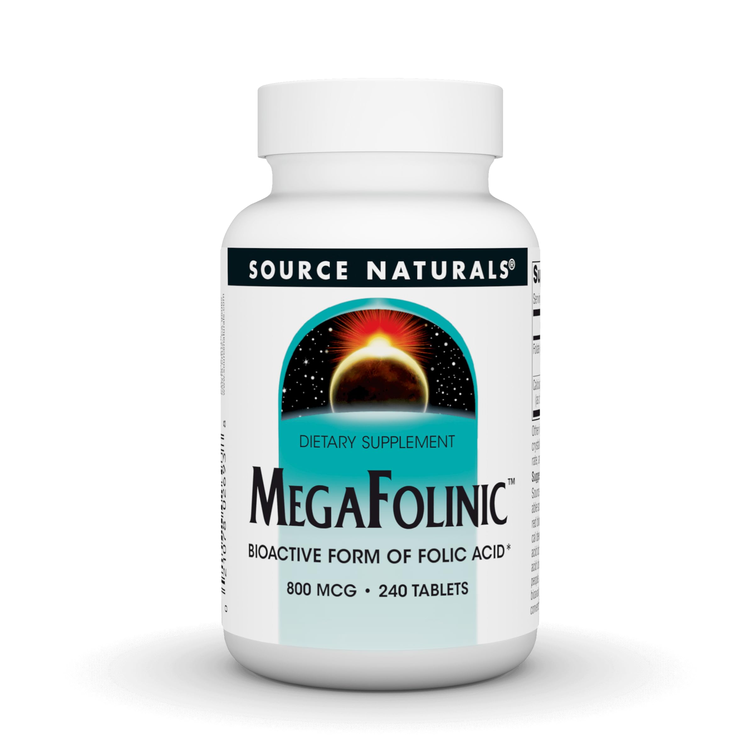 Source Naturals MegaFolinic Folic Acid Supplement tablet front view