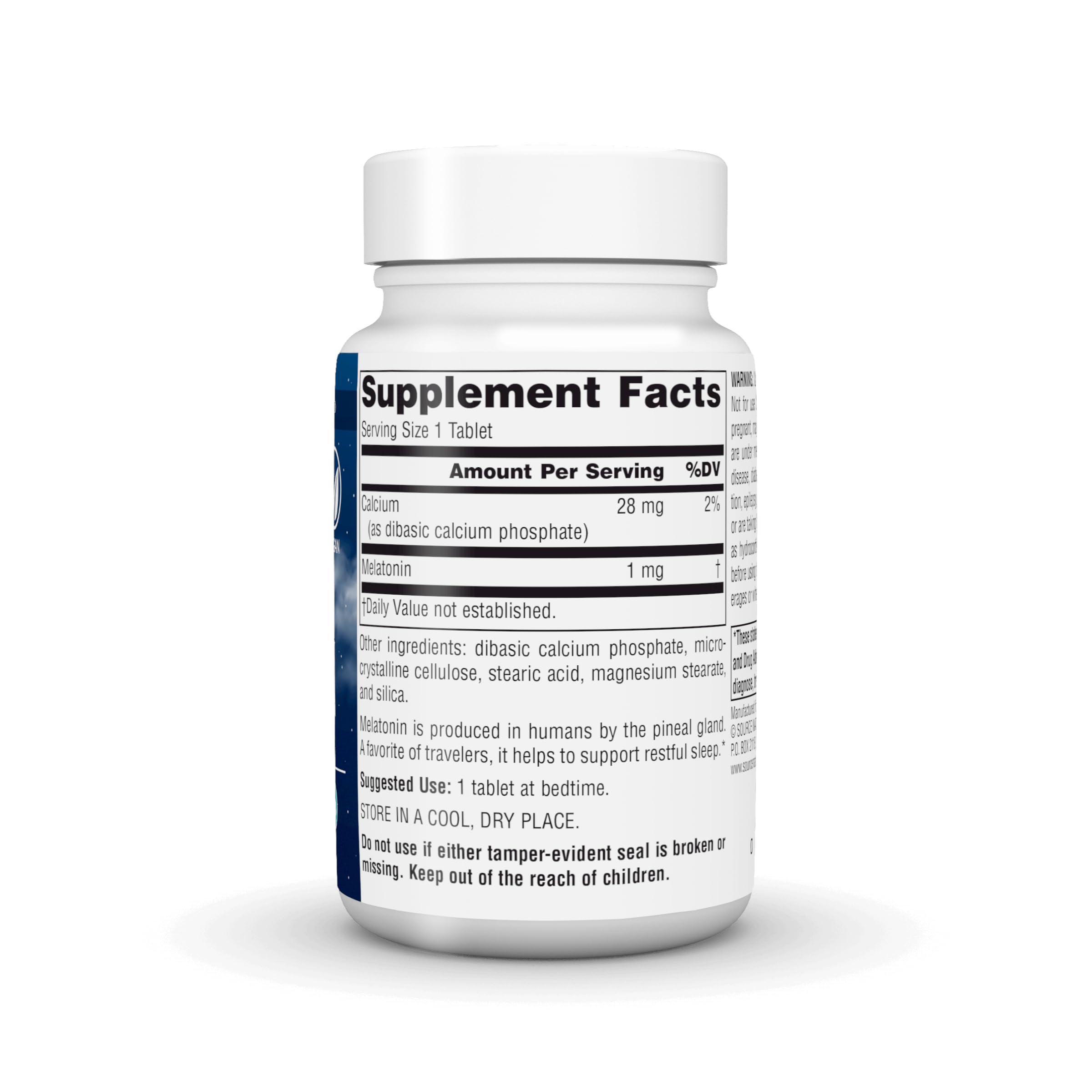 Source Naturals Melatonin 1 mg tablet close-up